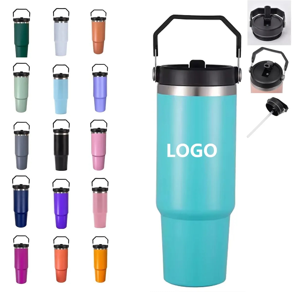 30 oz IceFlow Stainless Steel Tumbler with Straw 20