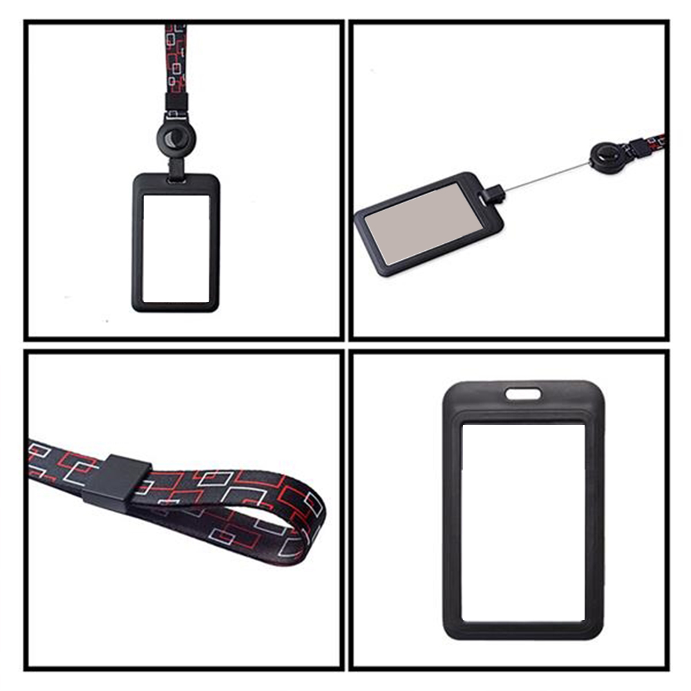 ID Badge Holder with Lanyard Vertical Retractable 2