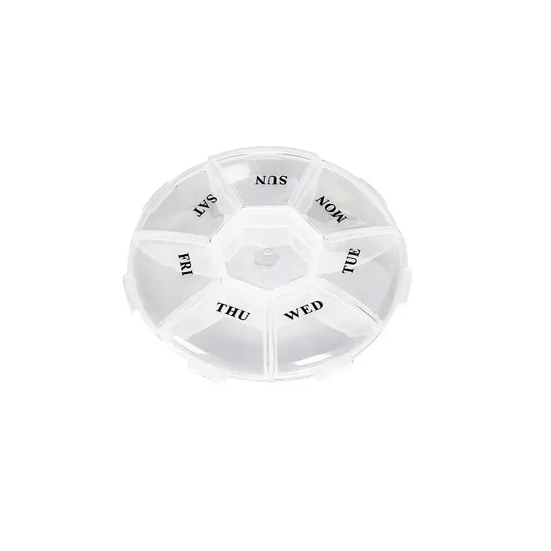 Mini portable round weekly pill storage box 2