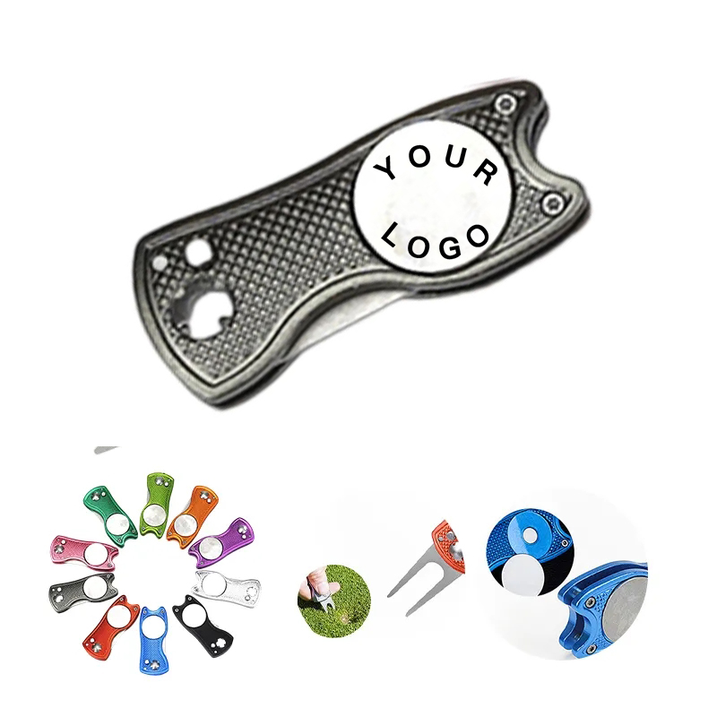 Stainless Steel Golf Divot Tool with Spring Button for Customization 4