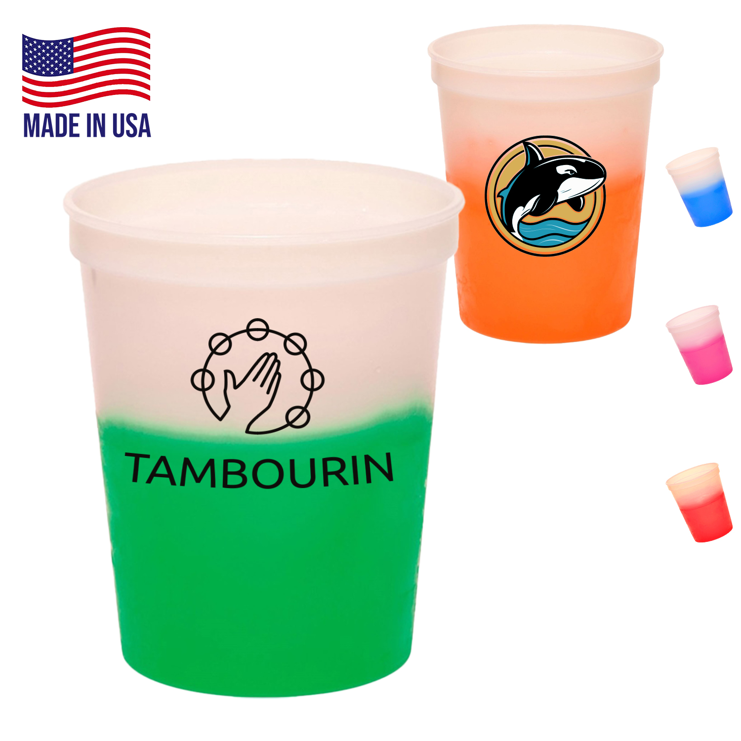 16 oz. USA Made Two-Tone Color Changing Stadium Cups BPA Free 2