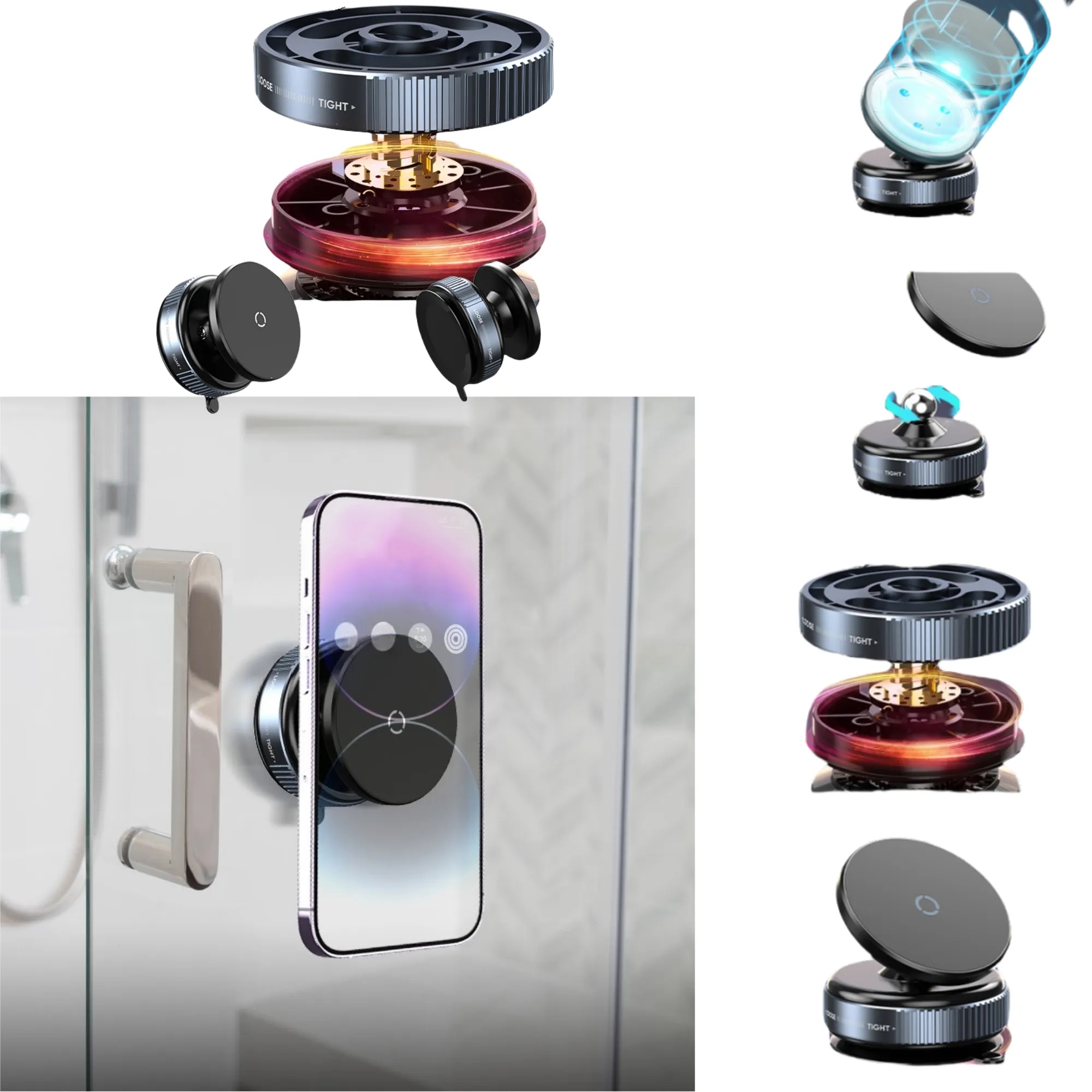 Vacuum Suction & Magnetic Car Phone Mount 4