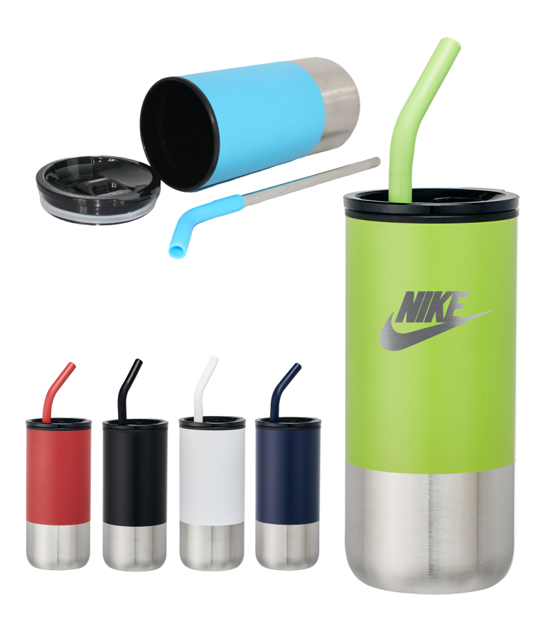 Union Printed - 18oz Double-wall Stainless Steel Tumbler (plastic liner) SS Drinking Straw and Silic 1