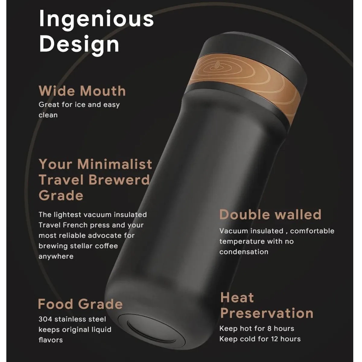 Portable French Press Car-Go Coffee Maker Insulated Bottle 4