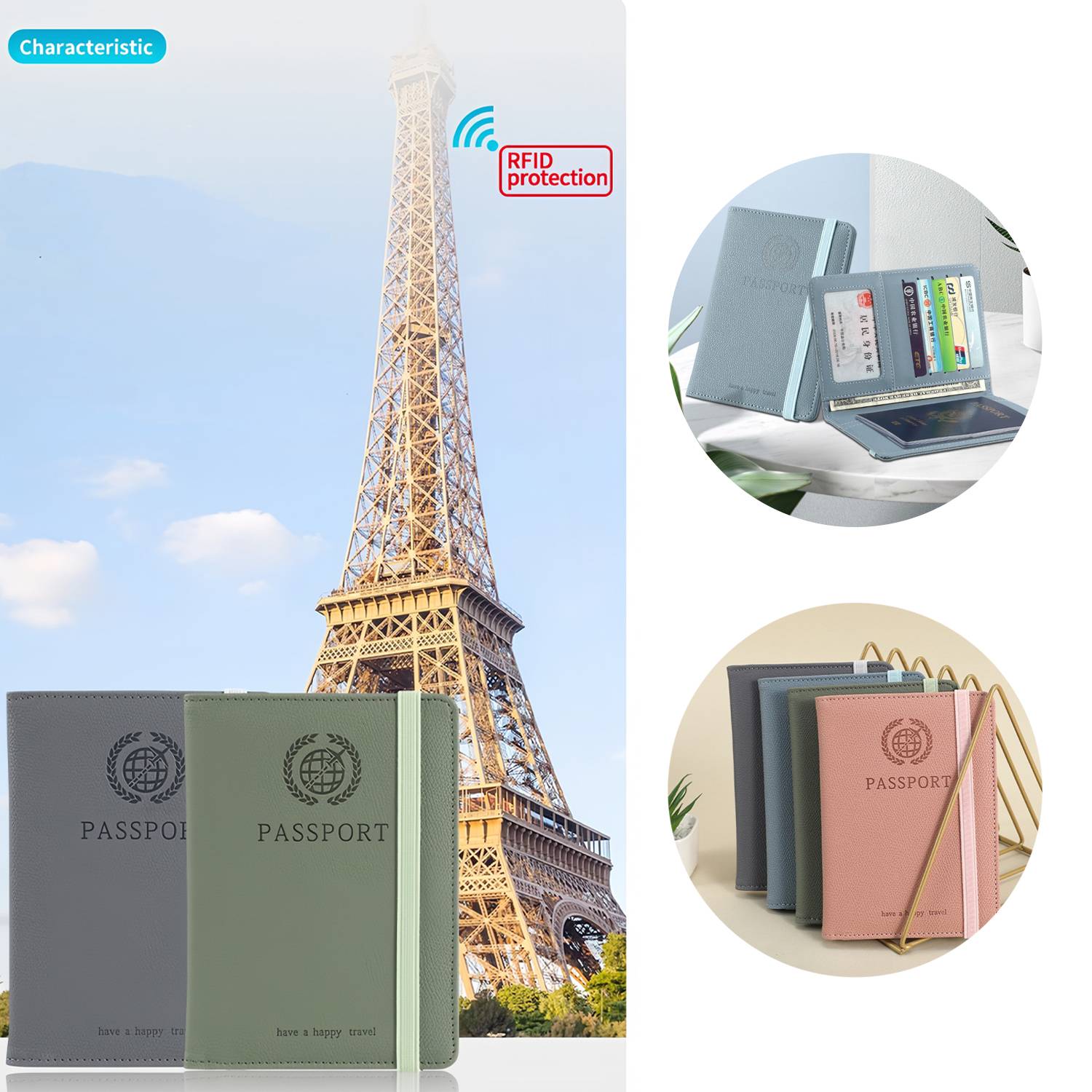 PU Leather passport wallet card holder 4
