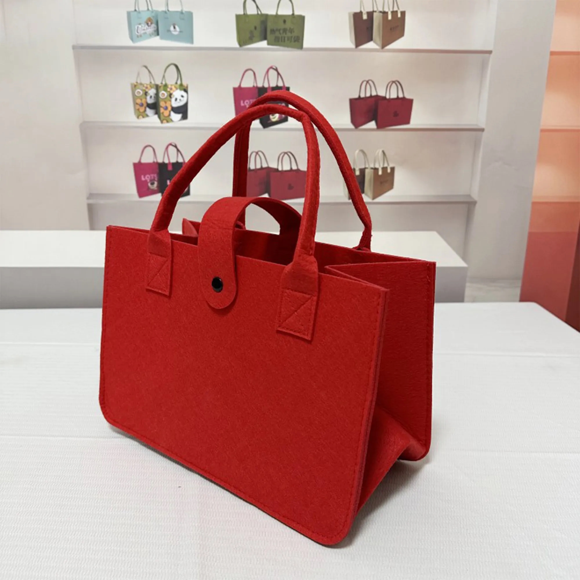 Large Reusable Shopping Travel Gift Felt Tote Bag 9
