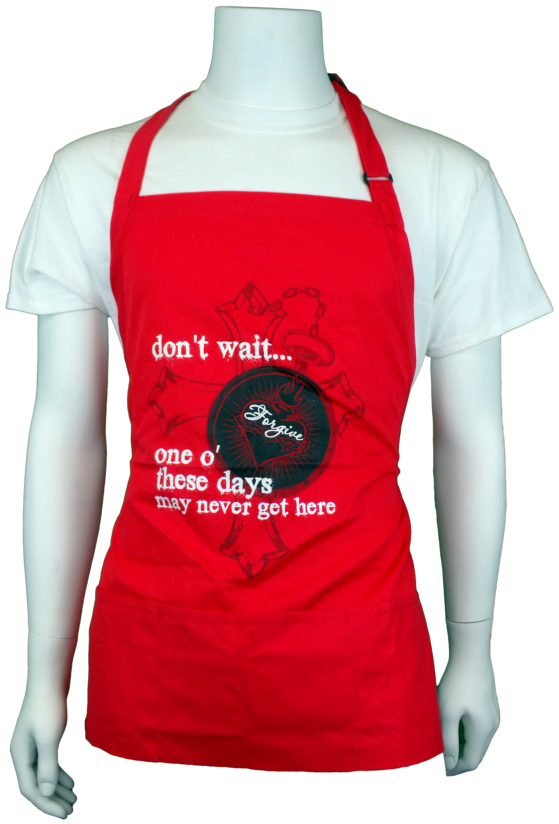 Red Restaurant-Style Bib Apron 2