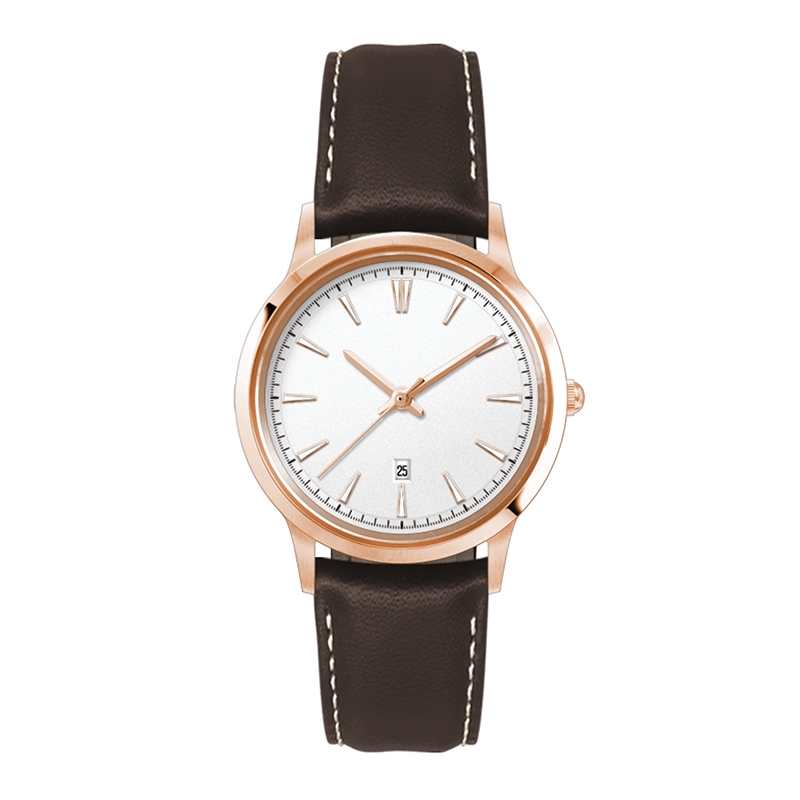 WC4219 22MM STEEL ROSE GOLD CASE, 3 HAND MVMT, WHITE DIAL, DTE DISPLAY, LEATHER STRAP, FLAT MINERAL CRYSTAL 3