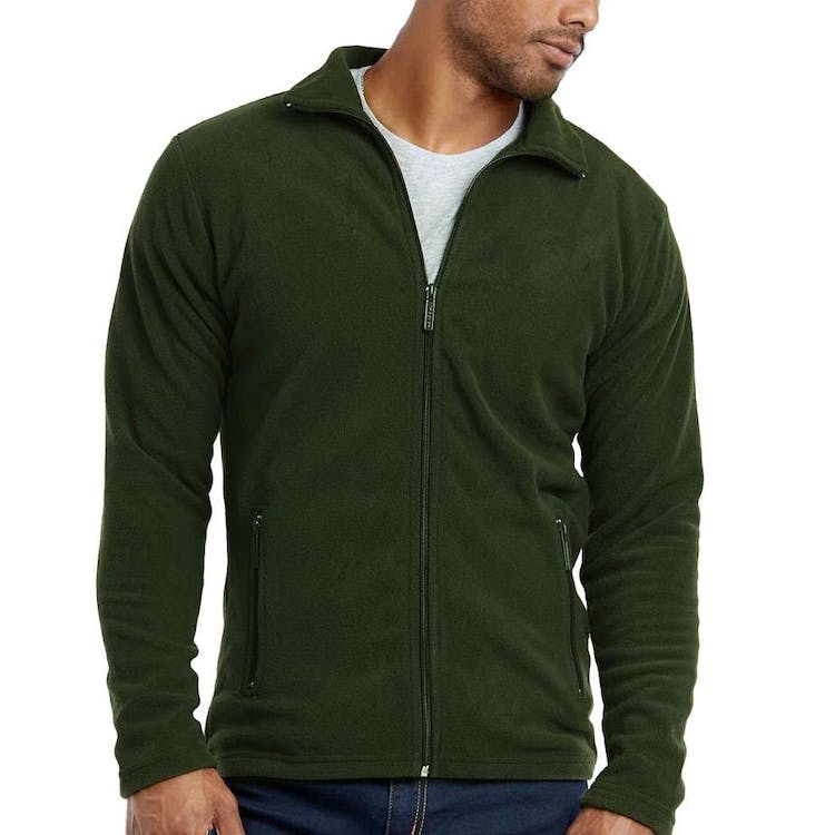 Men's Polar Fleece Jackets - Large Dark Green 2