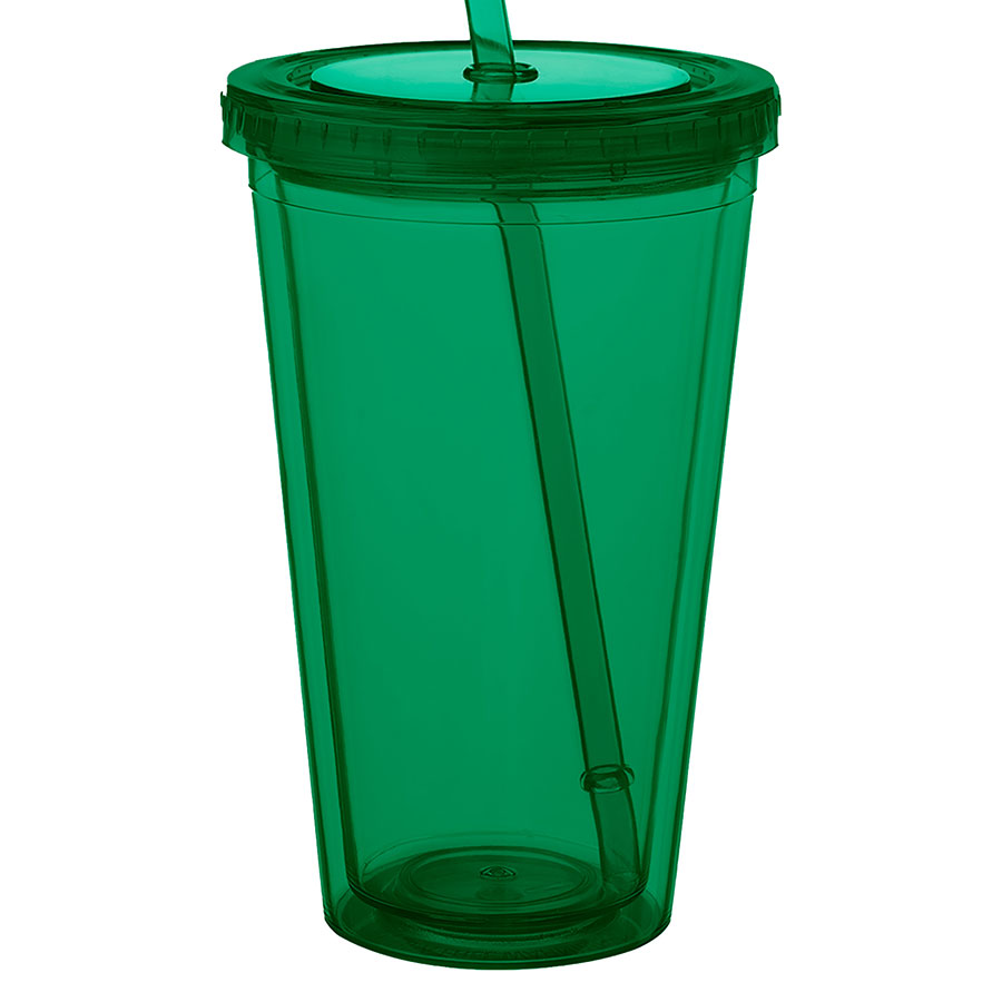 Double Wall Plastic Tumbler - with Straw, 16 oz. 29