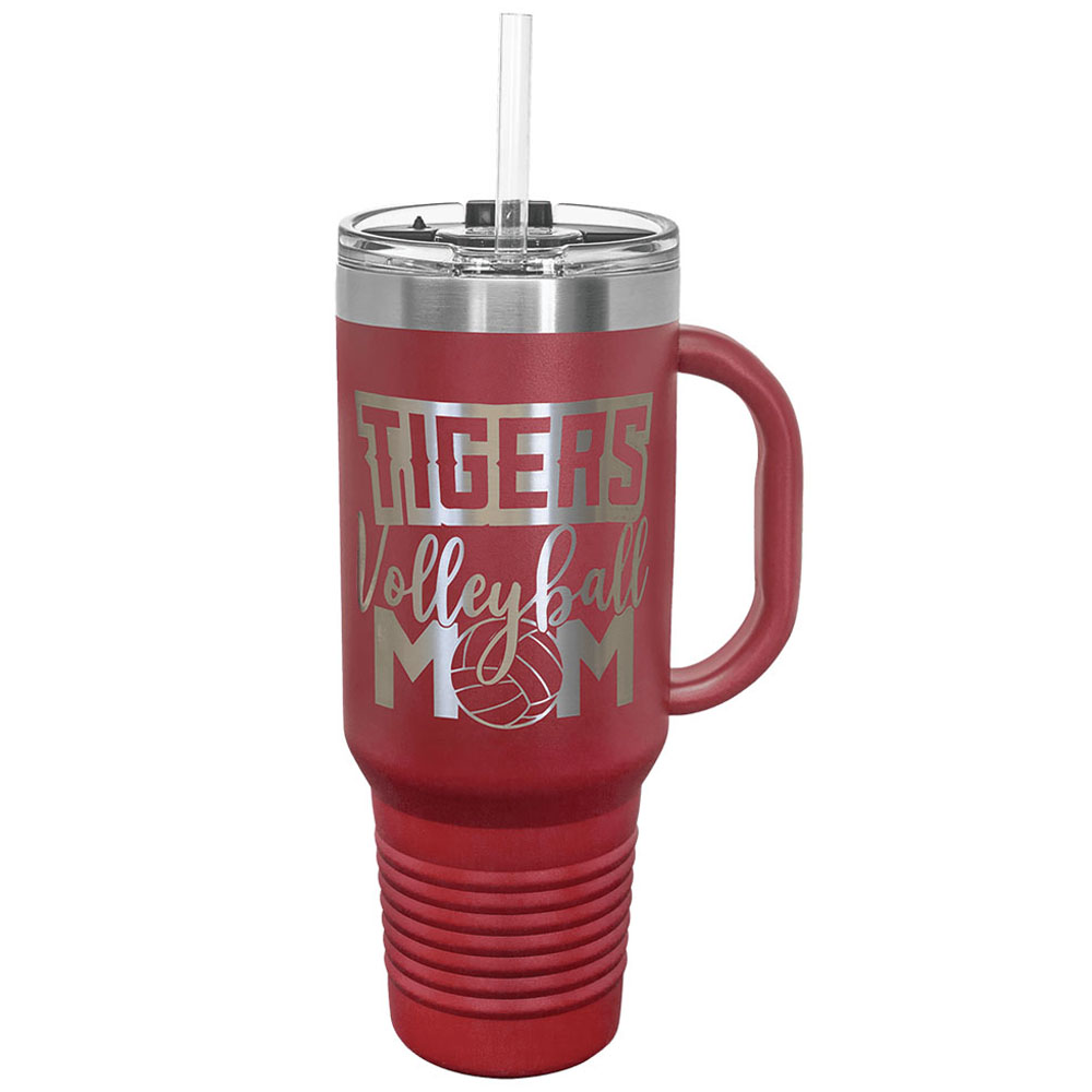 40 Oz Red Tumbler Mug w/Handle and Snap Lid 1