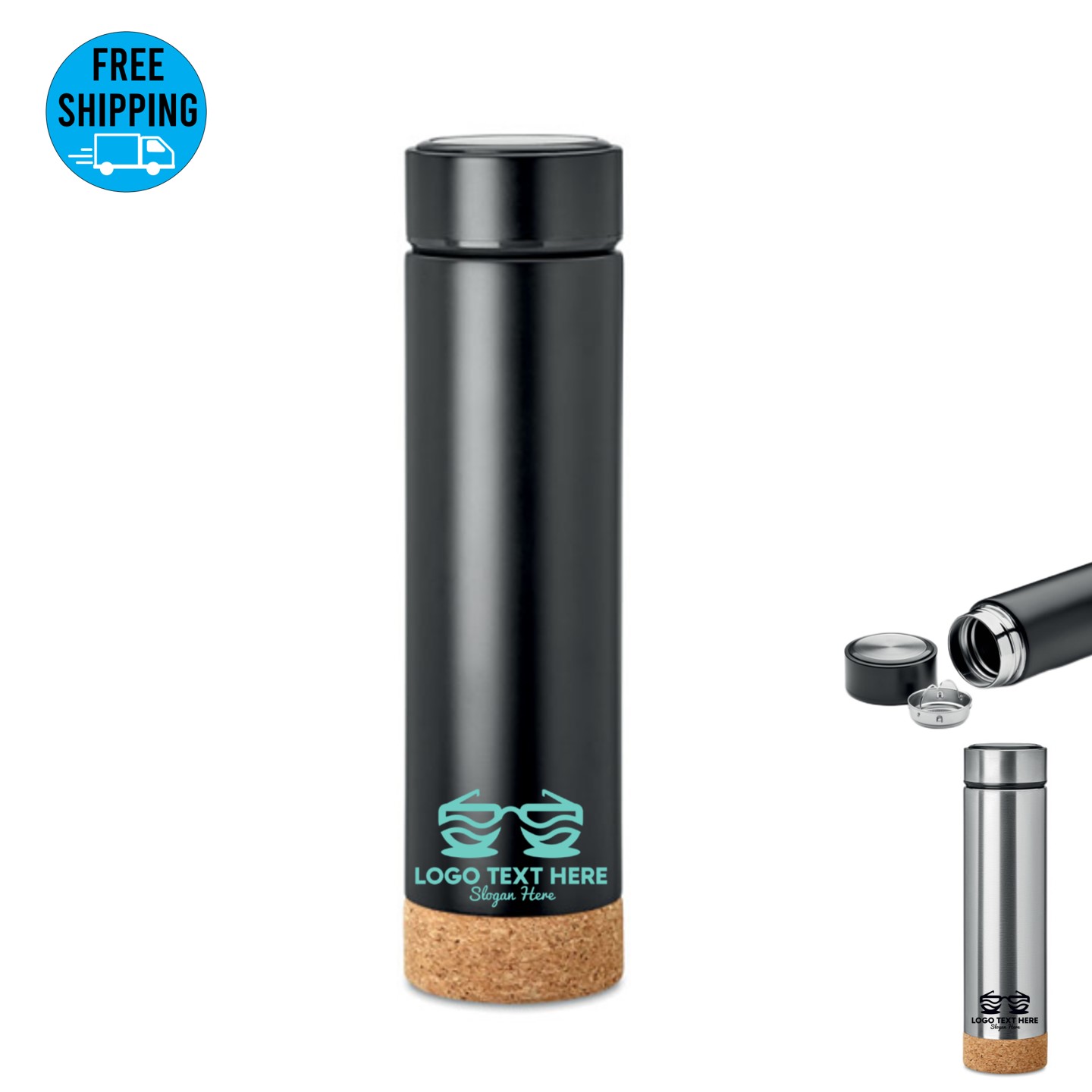 Vacuum flask with tea infuser and cork base 450ml 1