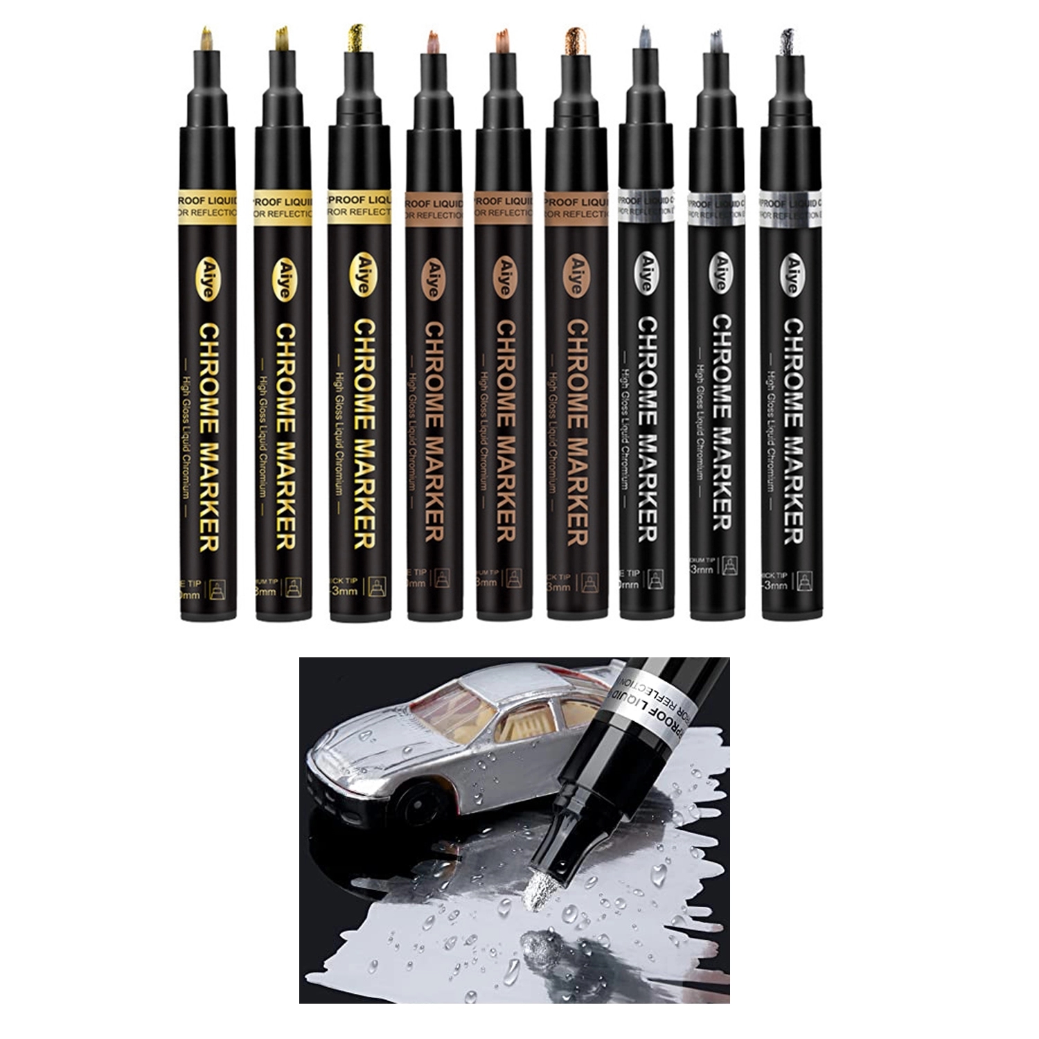 3Pcs Liquid Chrome Mirror Markers Metallic Pens 1
