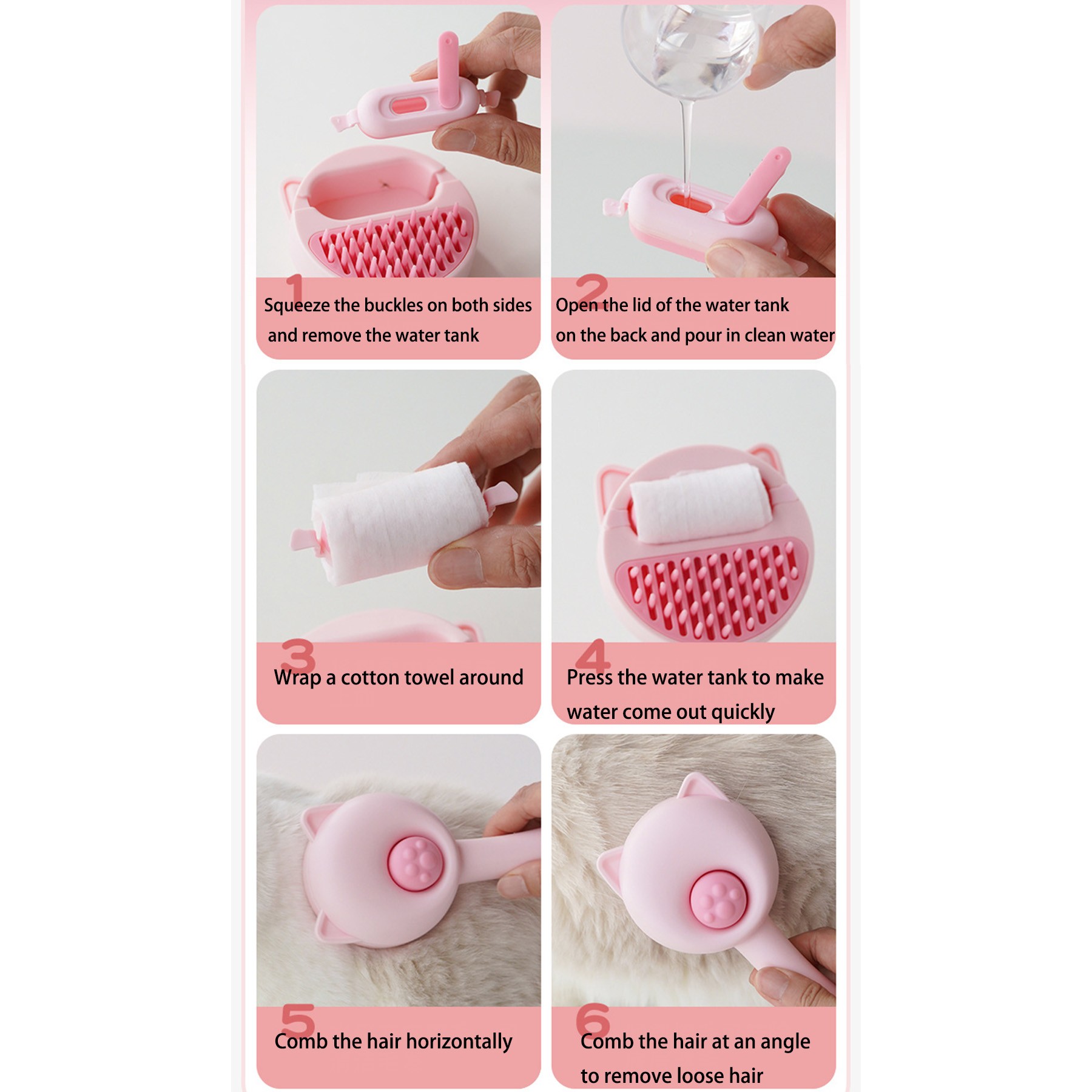Pet Grooming Brush With Water Tank 3