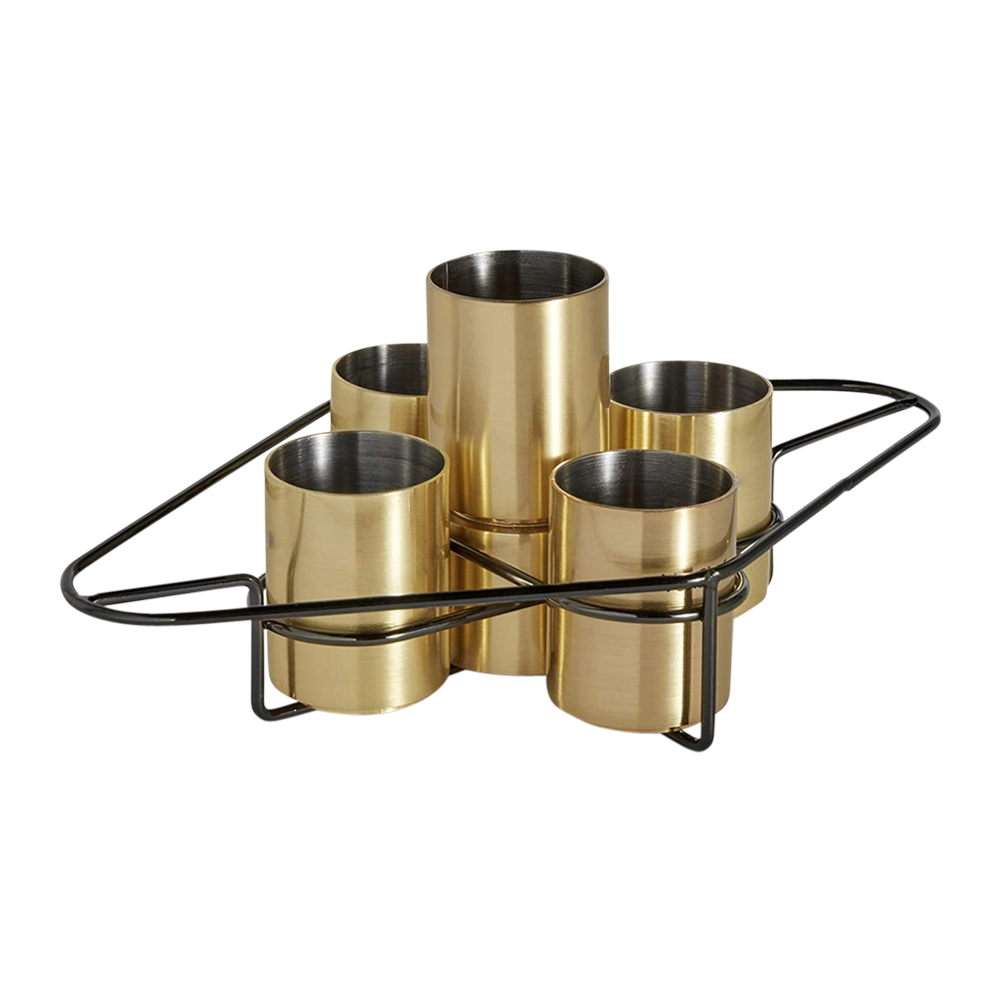 Stainless Steel Shot Glass Set with Caddy 3