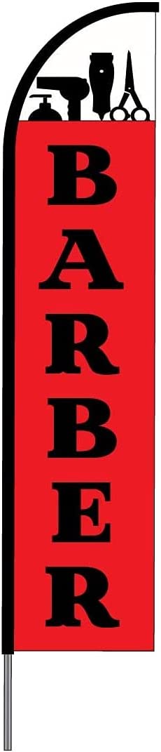 Barber Shop(Red)Flag Kit 15' Feet Feather Flag Sign feather banners Outdoor Banner 1