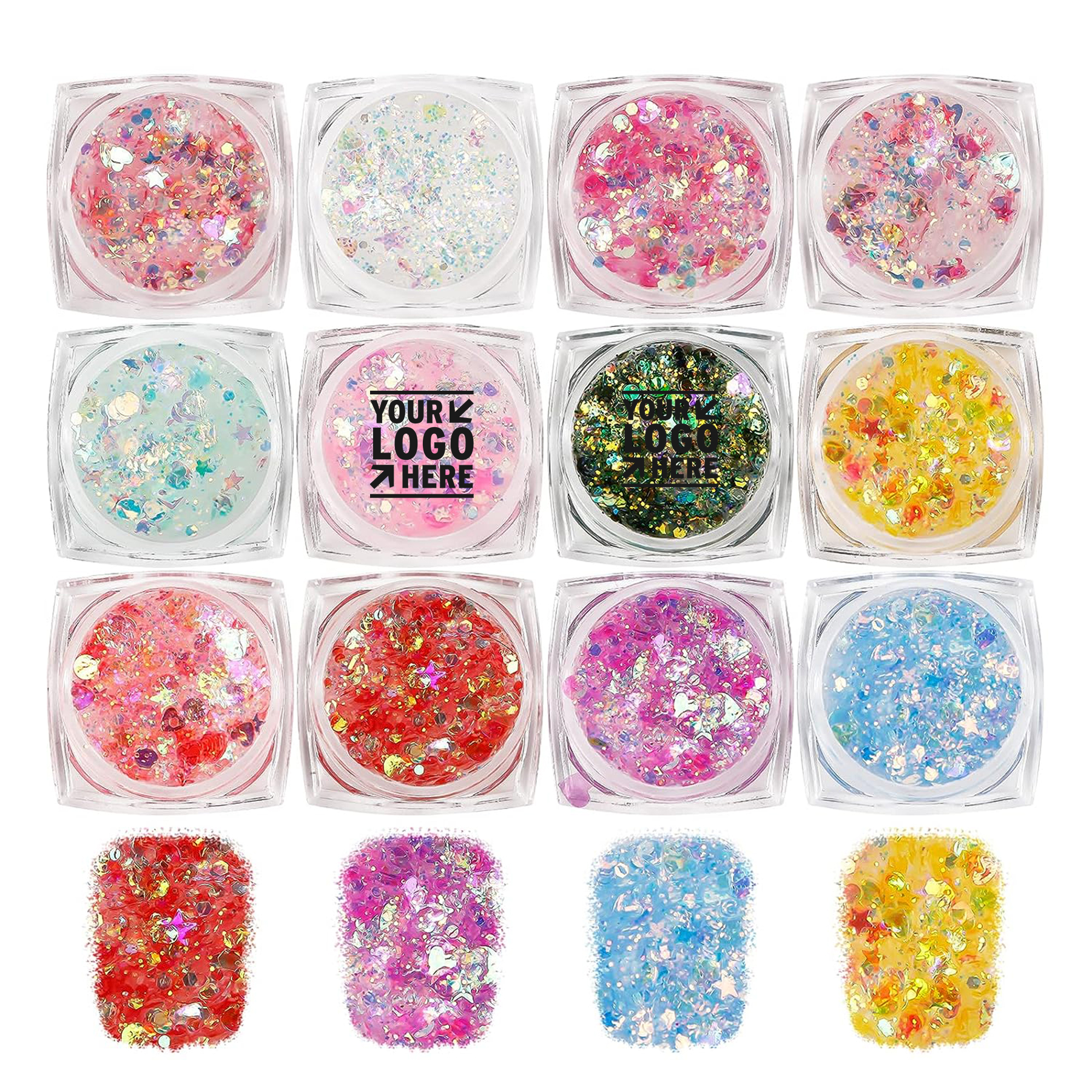12 Colors Chunky Fine Body Face Nail Party Self-adhesive Mixable Makeup Holographic Glitter Sequins 2