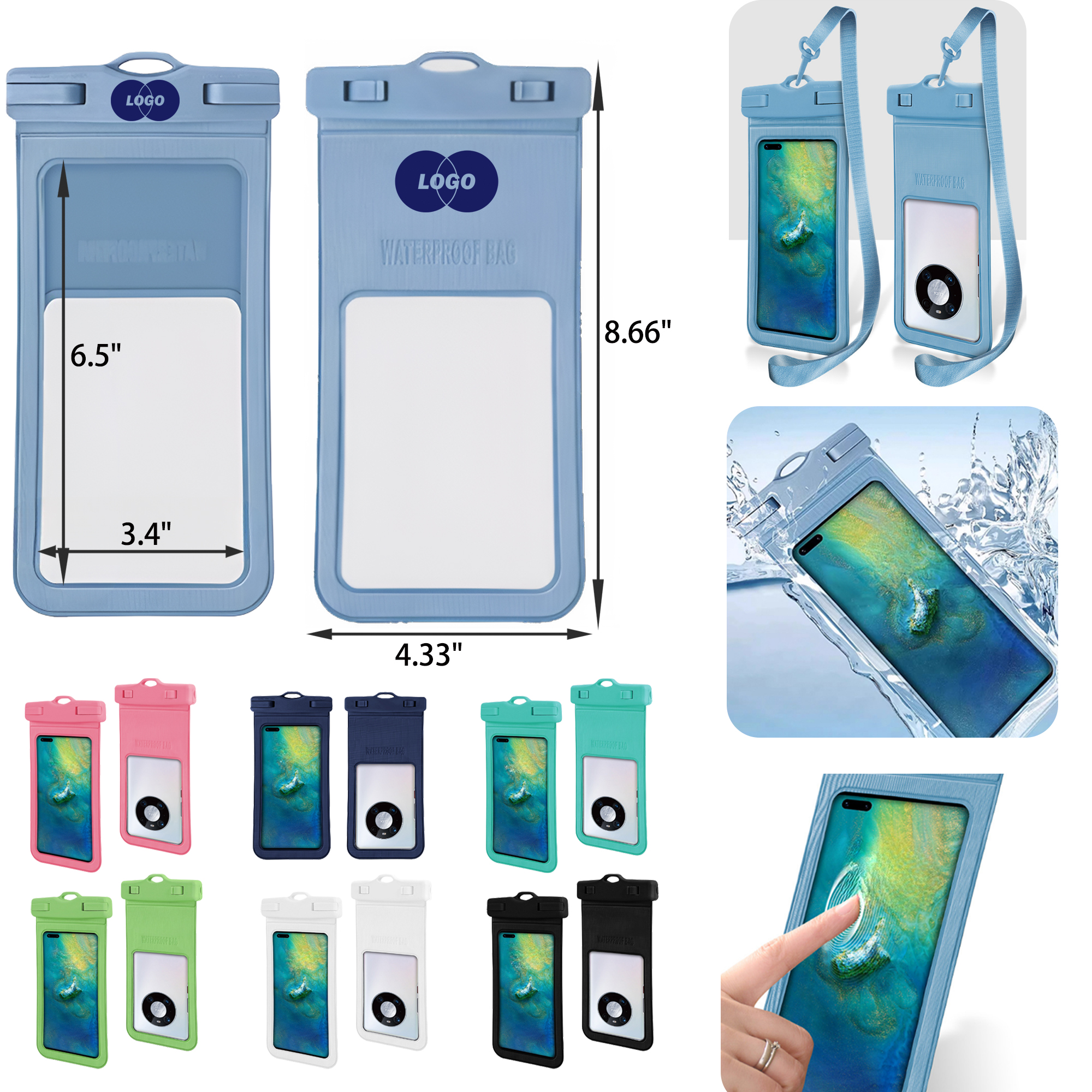 MOQ 50 PCS Convenient Lanyard Waterproof Phone Pouch 9