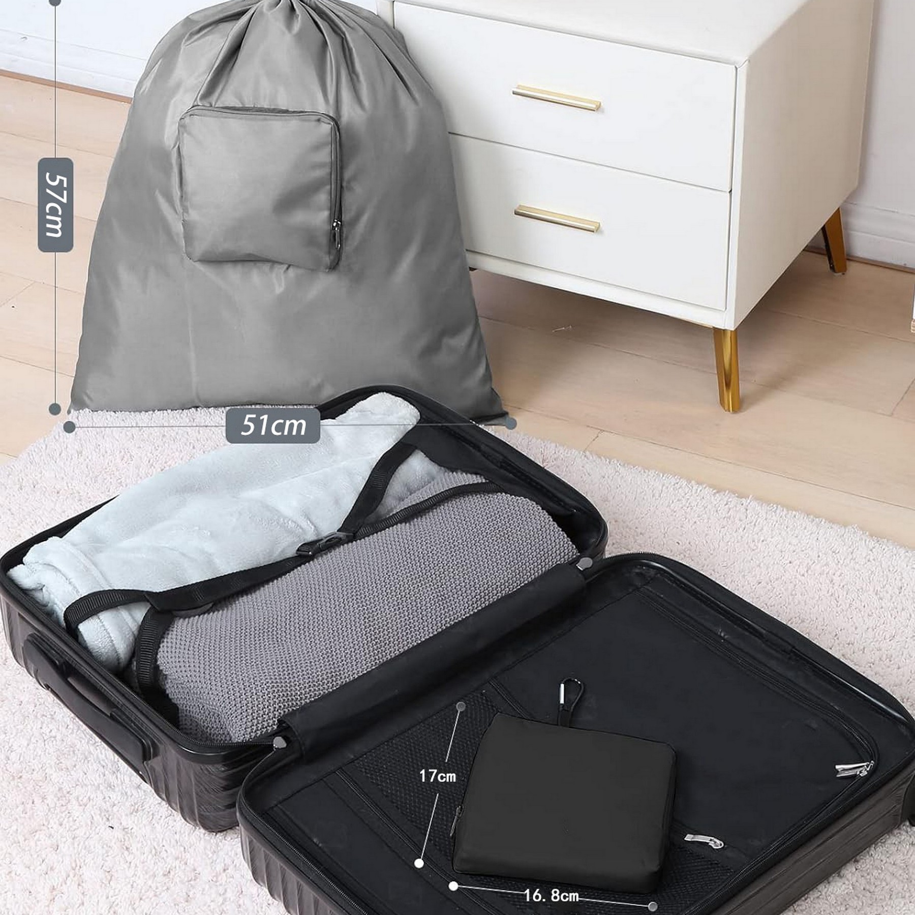 Collapsible Laundry Basket With Carabiner 3