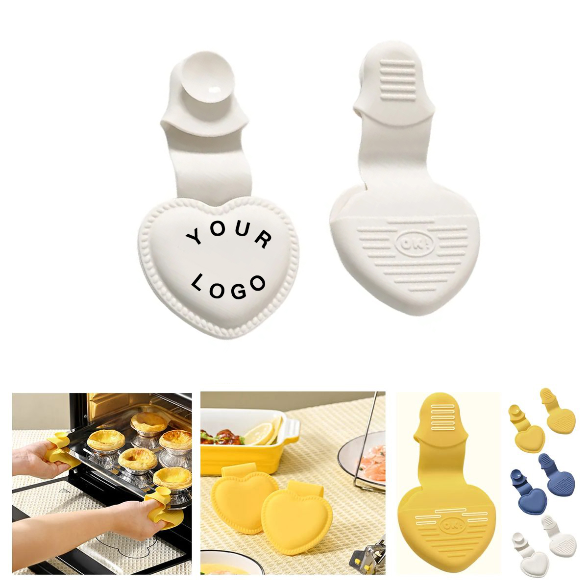 Non Slip Silicone Oven Mitts with Heart Shape 2