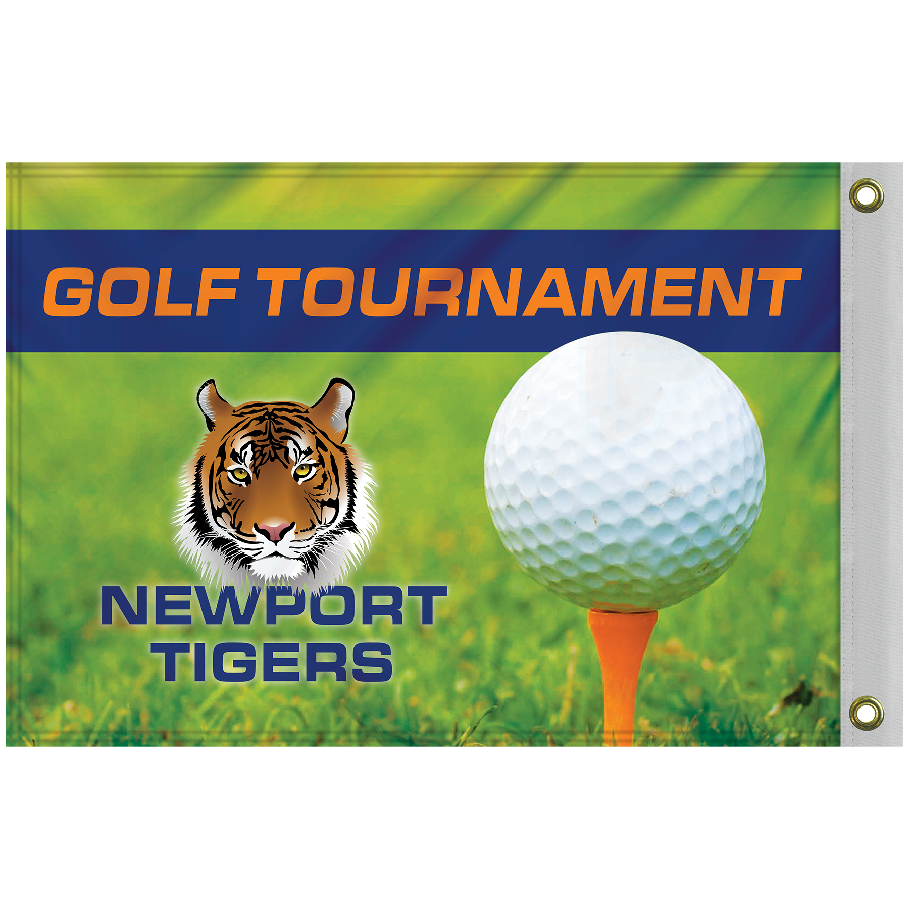 14" x 20" Custom Double Sided Knitted Polyester Golf Flag with Heading & Grommets 2