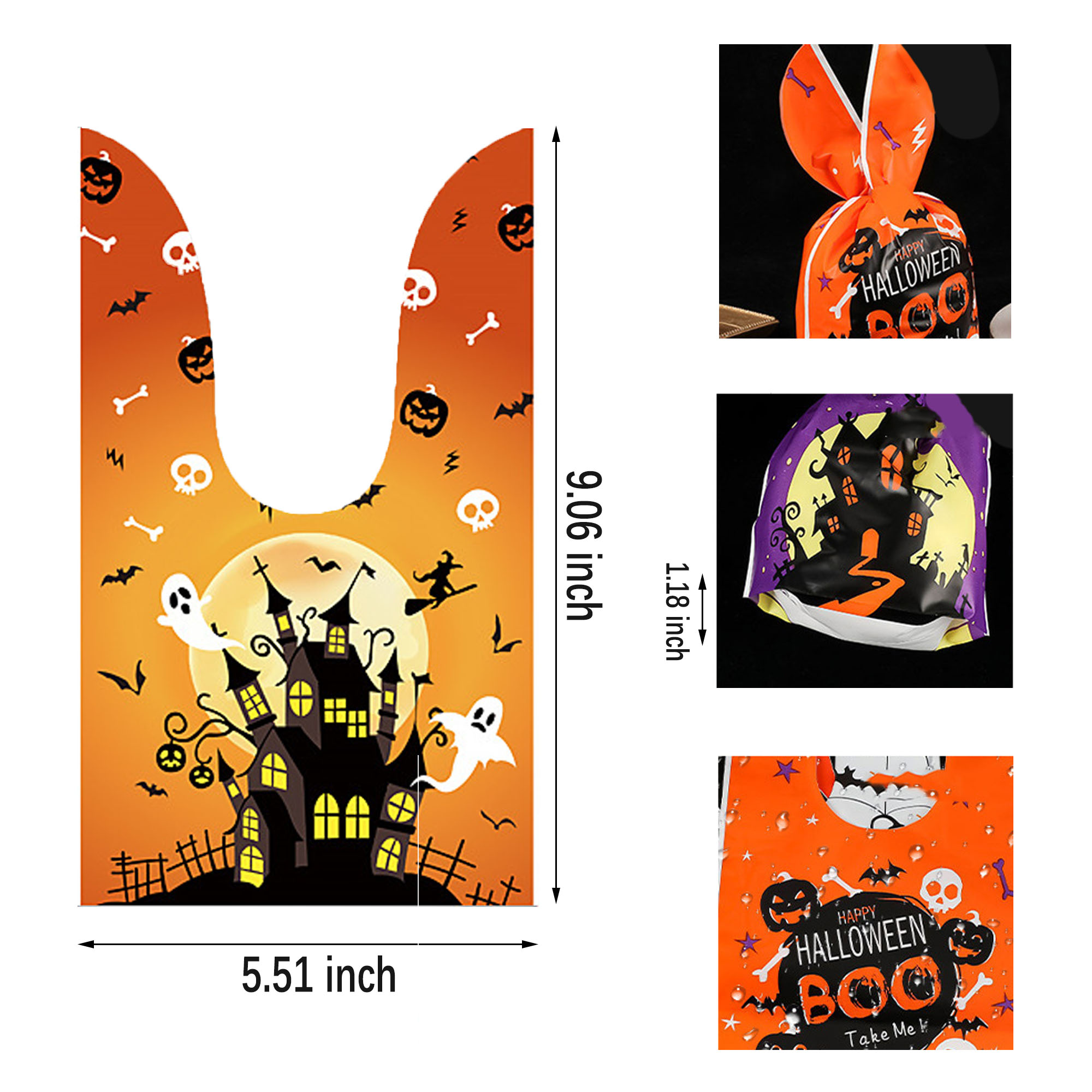50pcs Halloween Candy Bags PEVA Trick Or Treat Party Favor 2