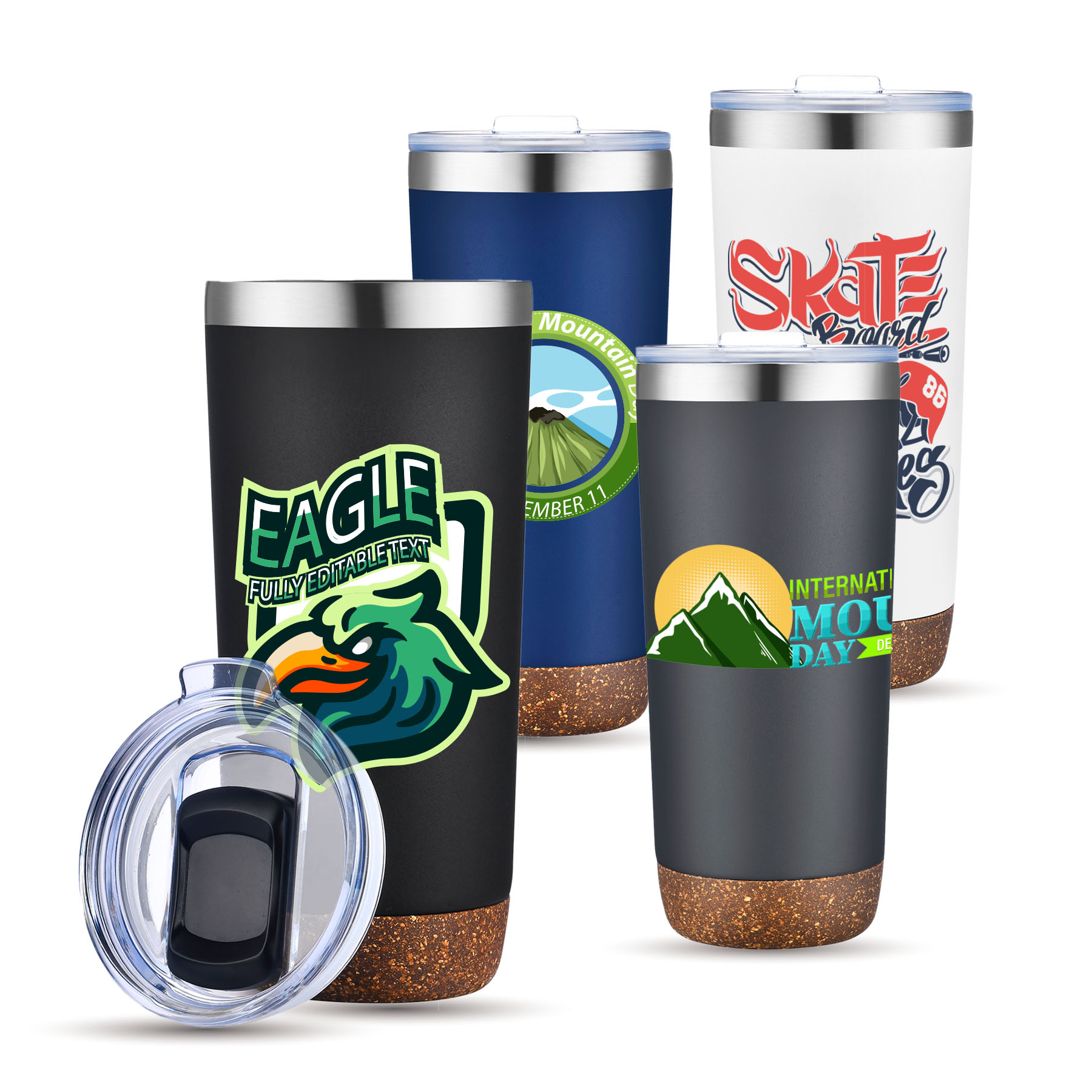 22 oz. Double Wall Stainless Steel Cork Bottom Tumbler 1