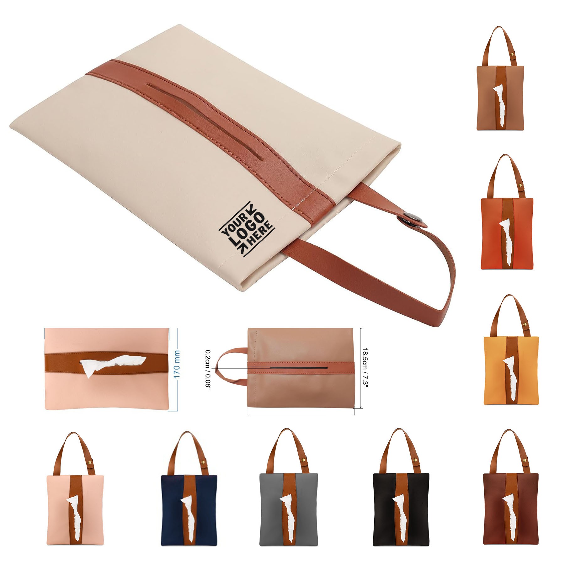 Car Tissue Holder PU Leather Rectangle Napkin Paper Towel Dispenser Box Case 3