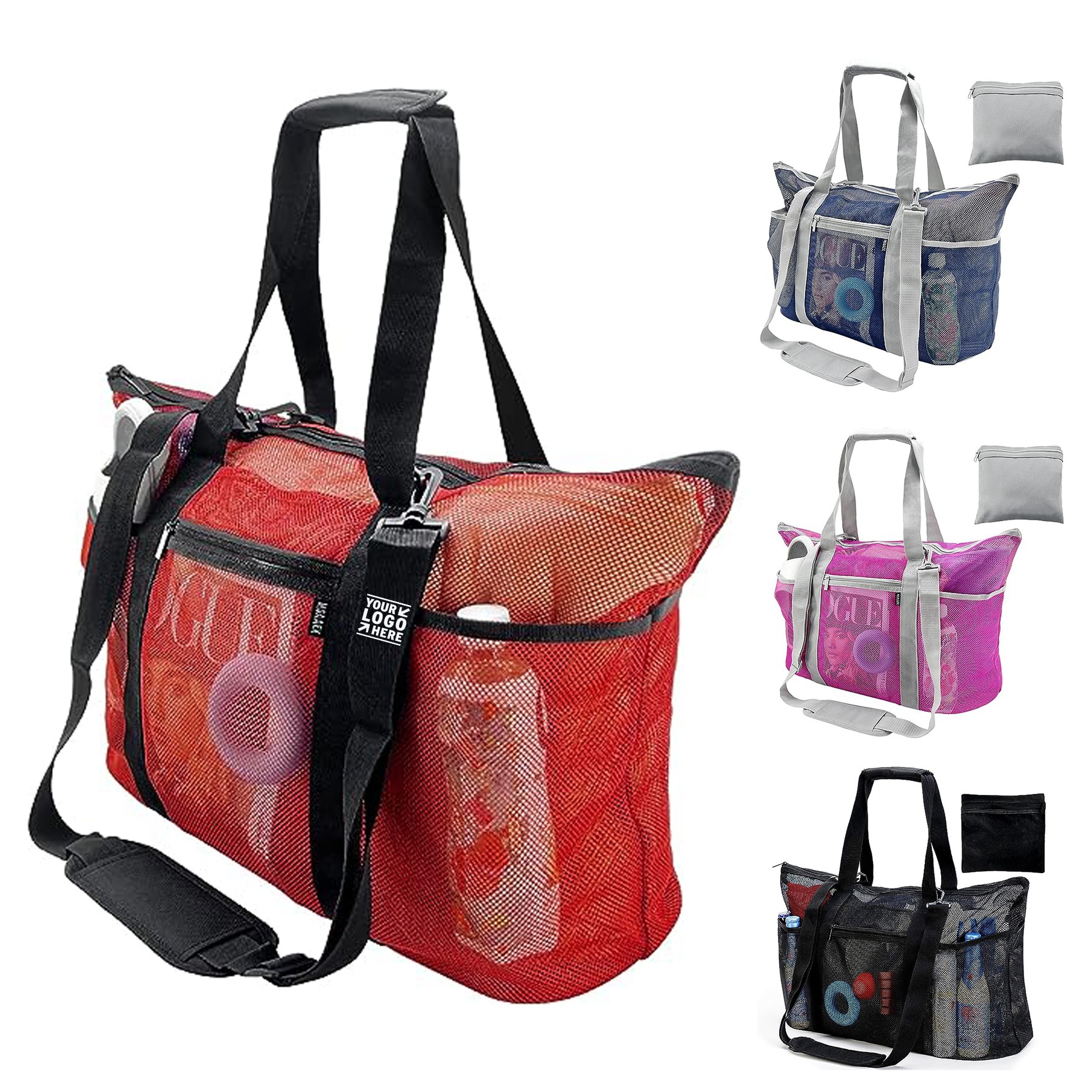 9 Pockets Large Beach Tote Mesh Bag 3
