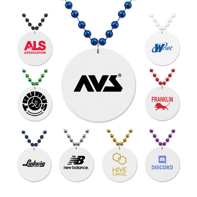 Medallion Bead Necklace w/White Medallion 6
