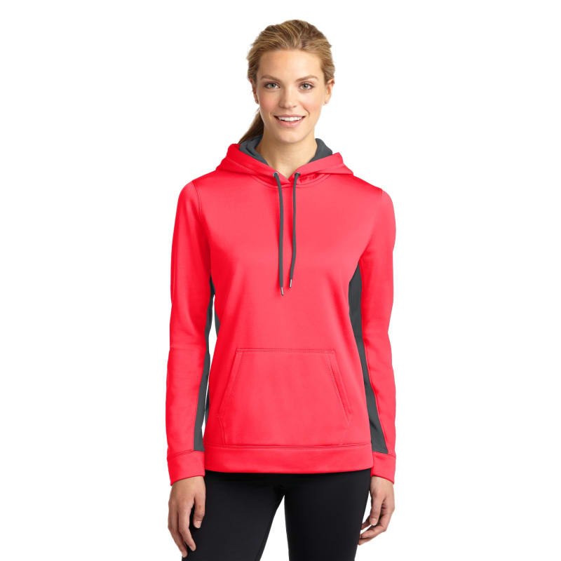 Sport-Tek Women's Sport-Wick Fleece Colorblock Hooded Pullover. 24