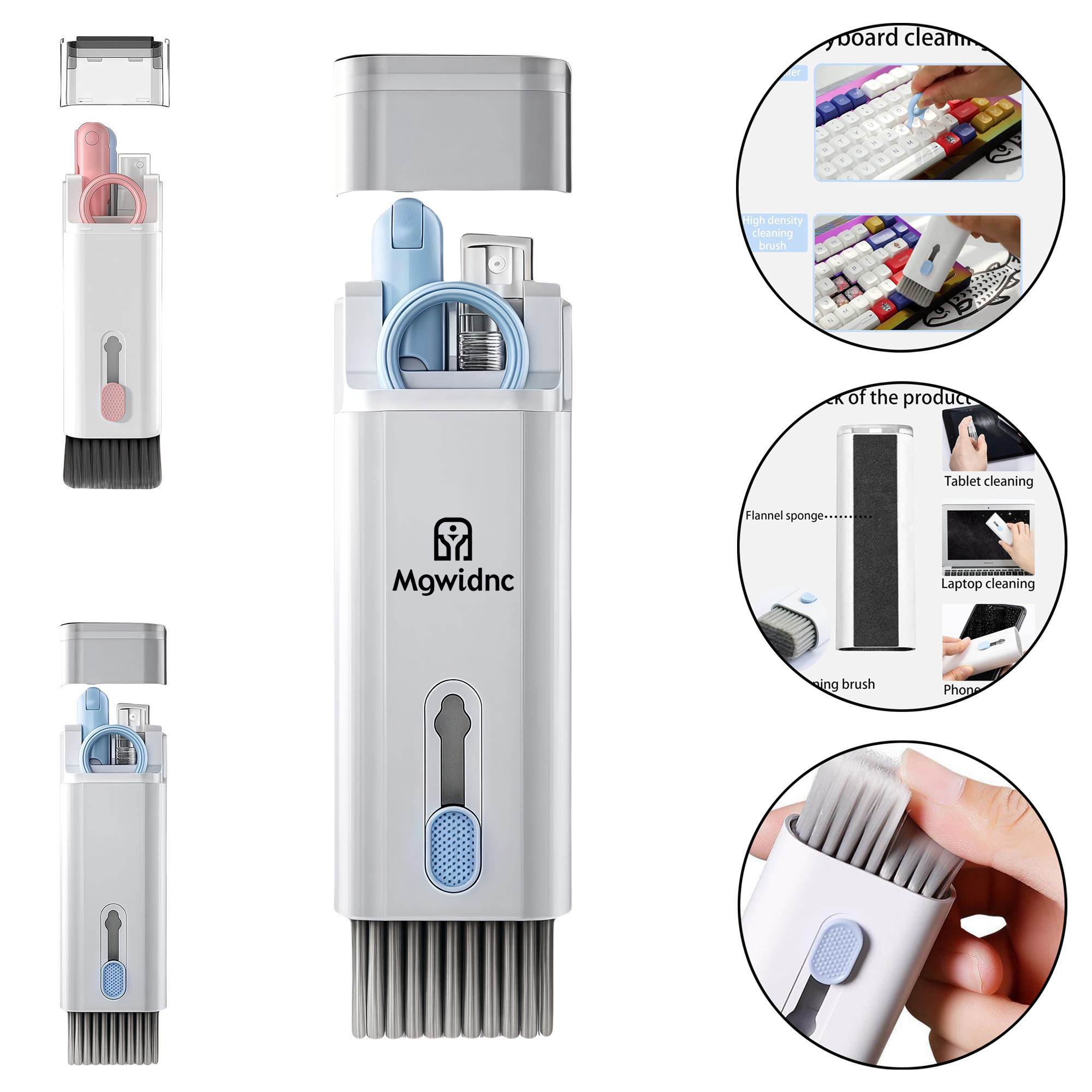7-in-1 Multi-Function Keyboard Cleaner Brush Set for PC Bluetooth Earphone Screen Dust Removal.