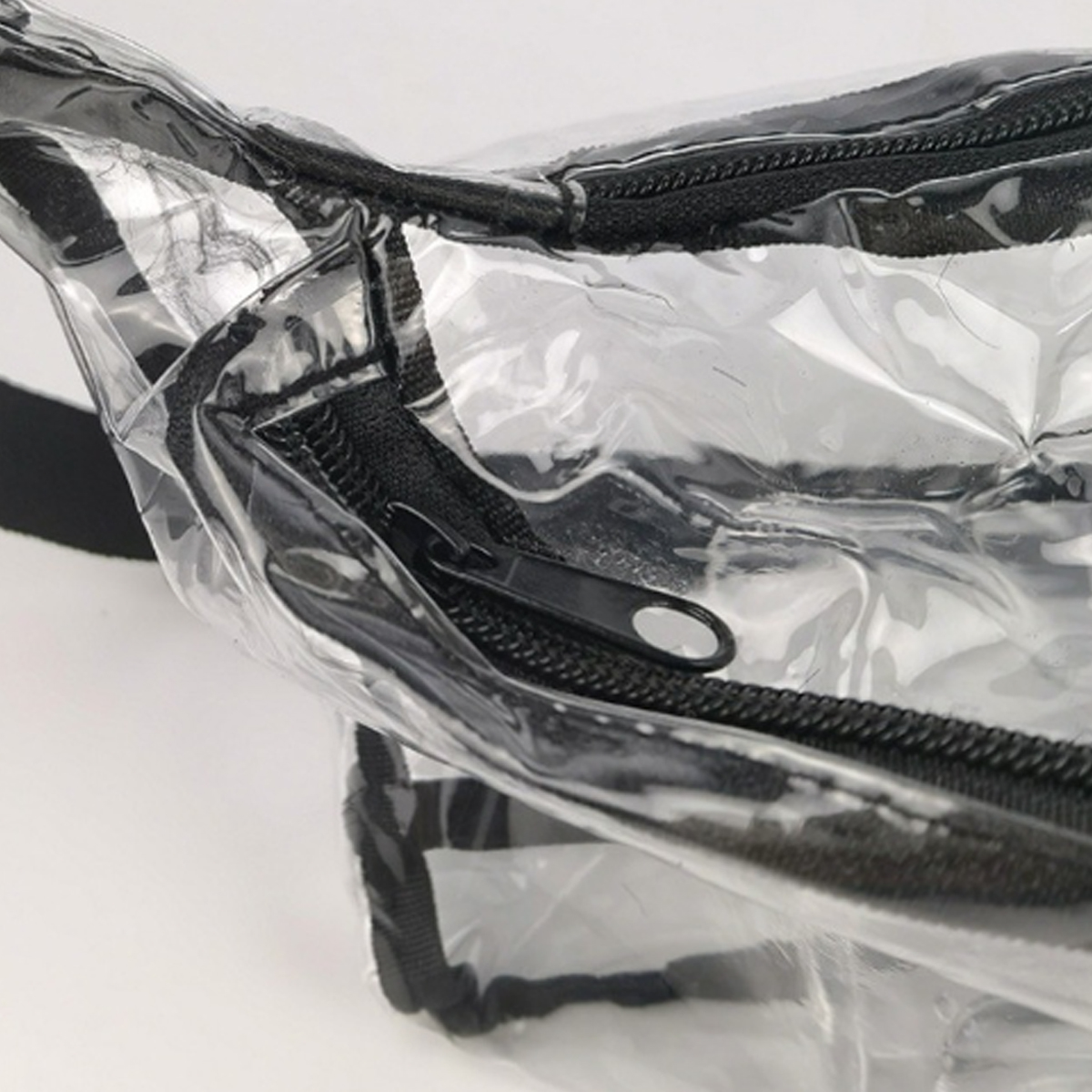Clear PVC Fanny Pack W/ Adjustable Strap & Zipper Pockets 7