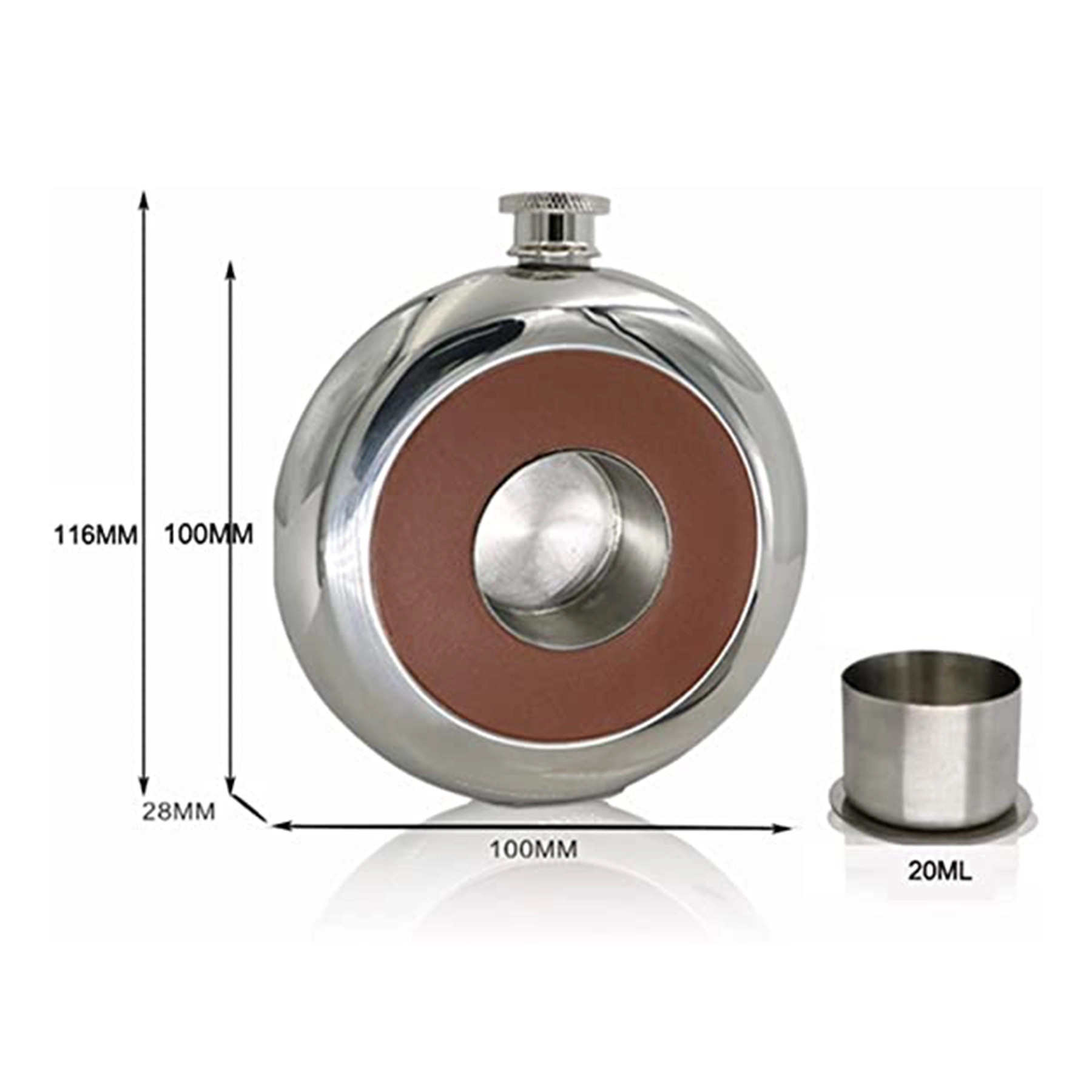5oz Hip Flask with a Built-in Cup for Liquor, custom water bottle with logo imprint 3