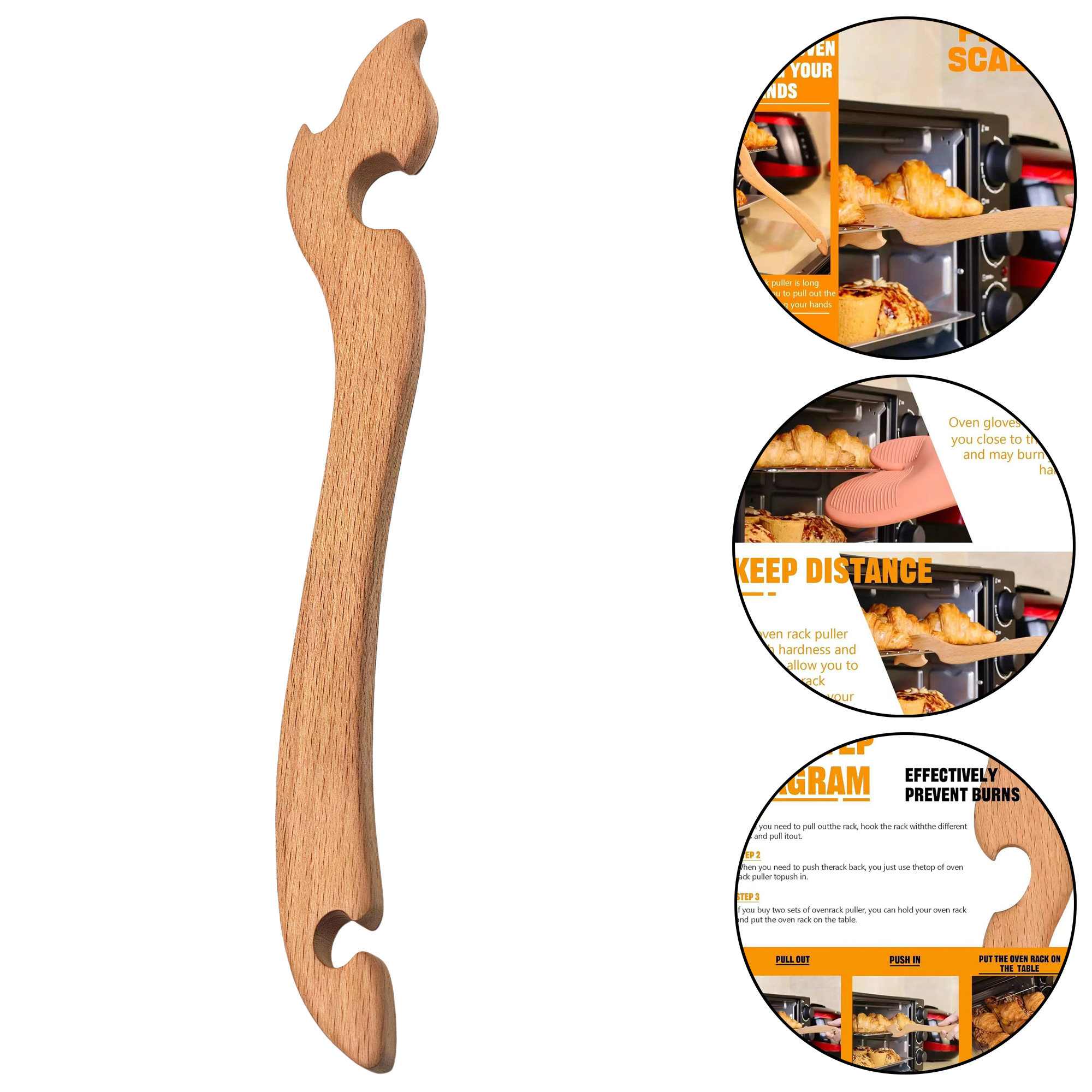 Wooden Oven Rack Puller with Extended Handle 3