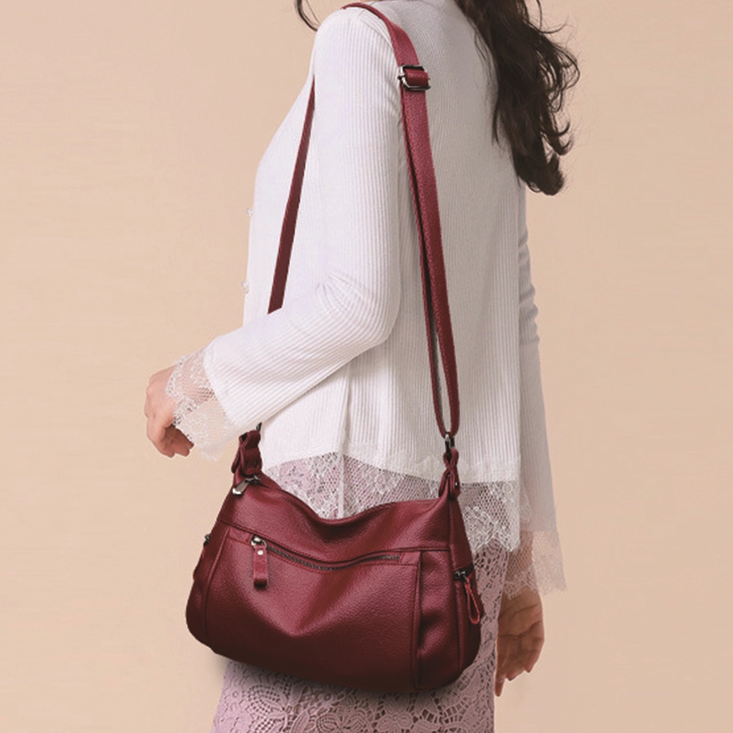 Soft Leather Hobo Shoulder Bag Ladies Crossbody Tote Purses 9