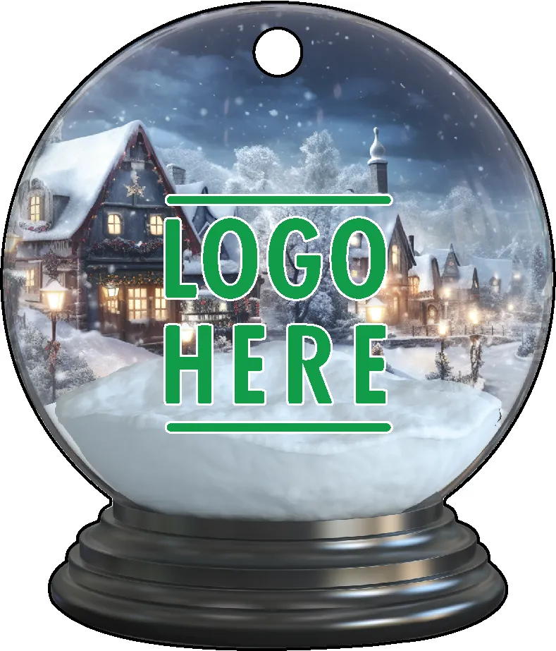 Full Color Acrylic Ornaments - Snow Globe w/ Snow/Buildings