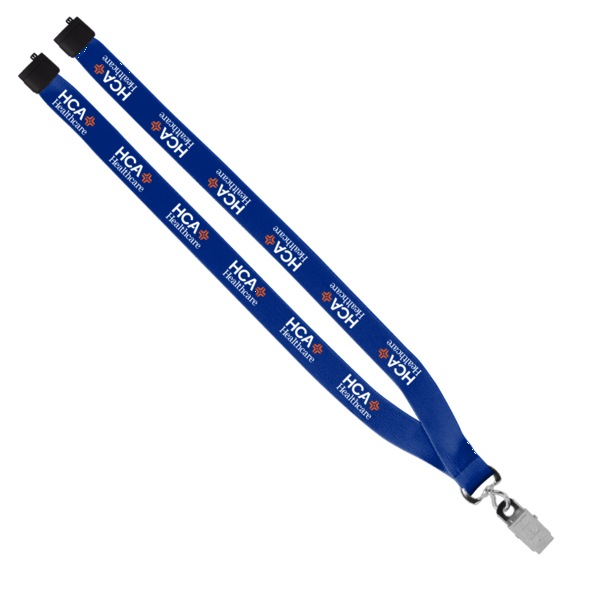 3/4" Polyester Lanyard with Sewn Silver Metal Split-Ring 139