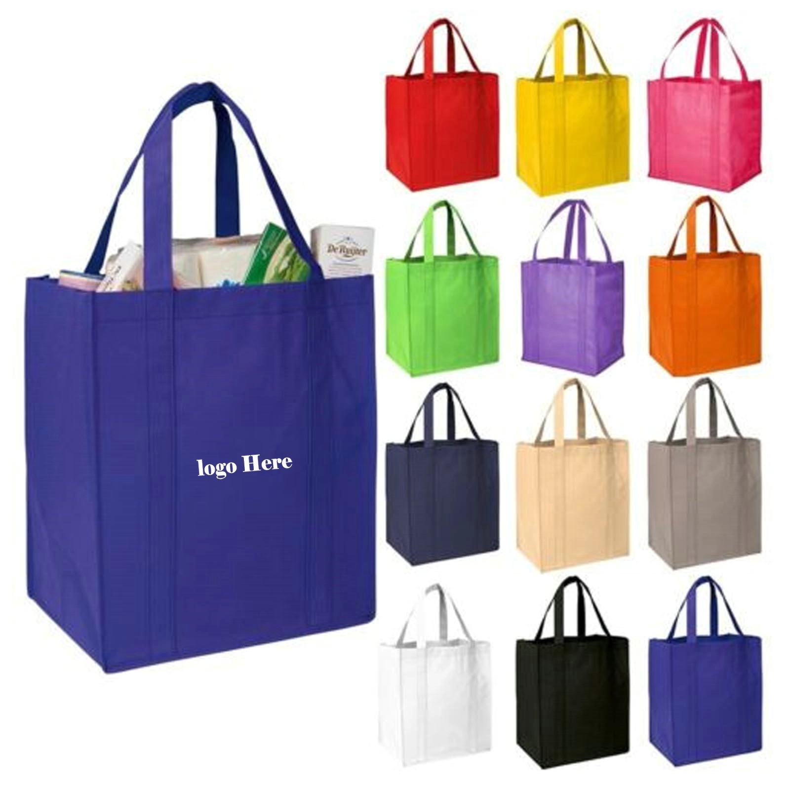 Reusable Big Reinforced Handle Grocery Bags
