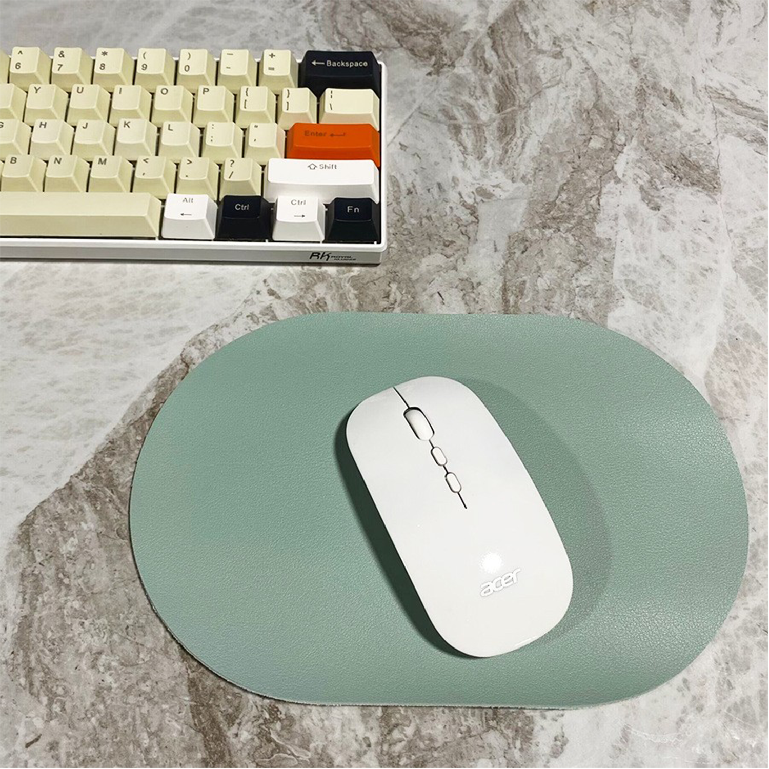 Oval PU Leather Solid Color Mouse Pad 4