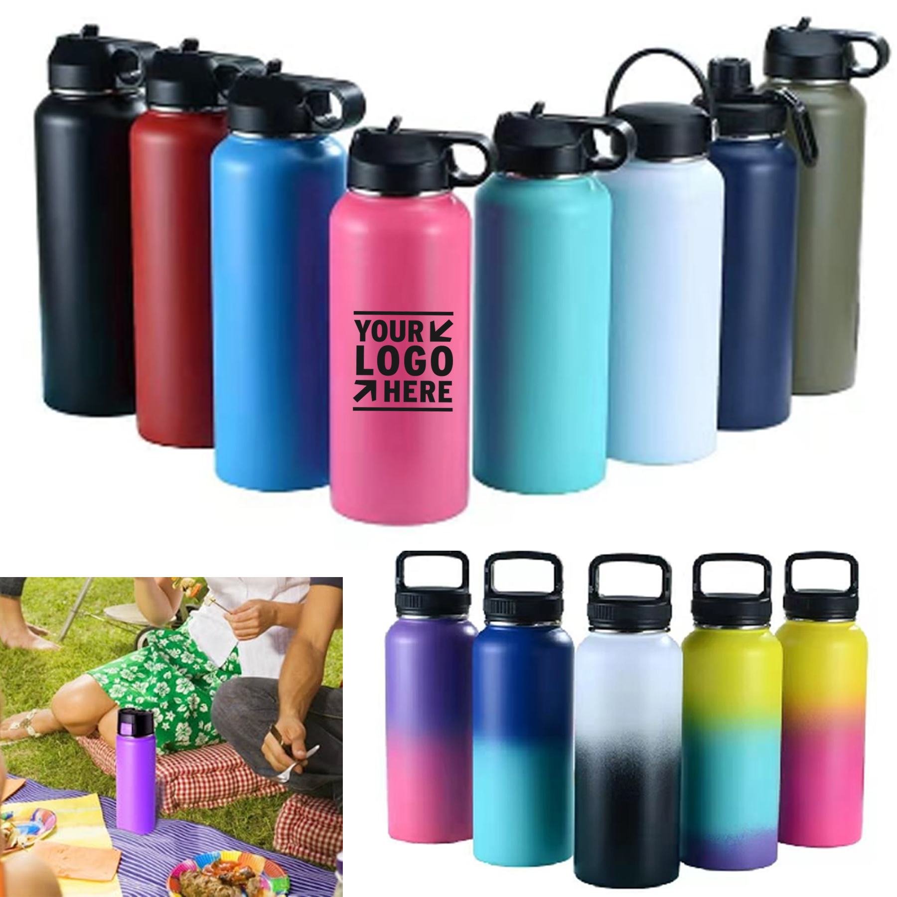 22oz Reusable Stainless Steel Vacuum Cup, custom water bottle with logo imprint 2