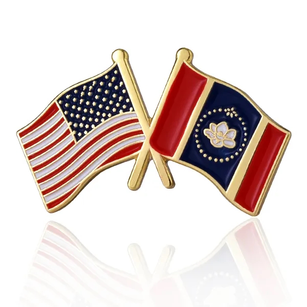 Stock Crossed Flag Pin (USA & USA) 45
