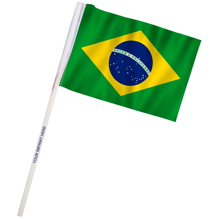 4" x 6" Brazil Imprinted Staff Polyester Stick Flags 2