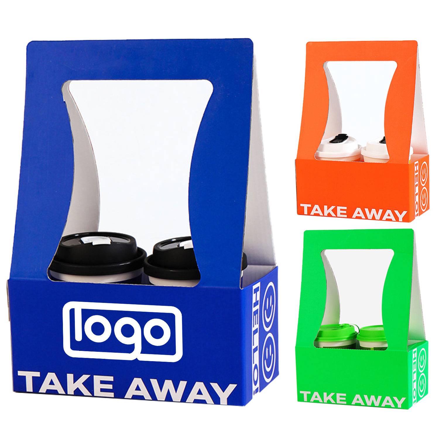 Colorful Fahion Paper 2 Cup Holder W/ Handles 2