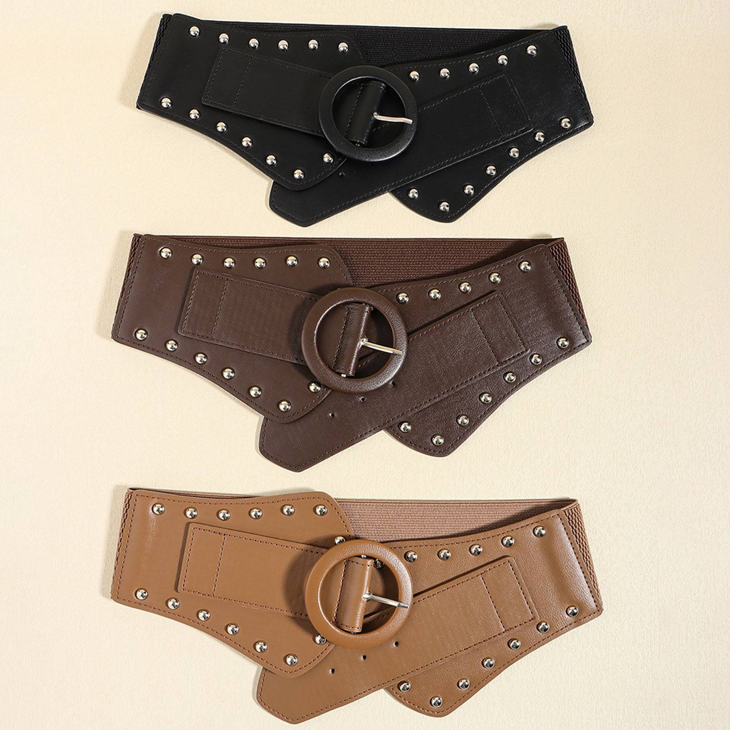 Adjustable Elastic PU Leather Women Belt w/ Alloy Buckle 4