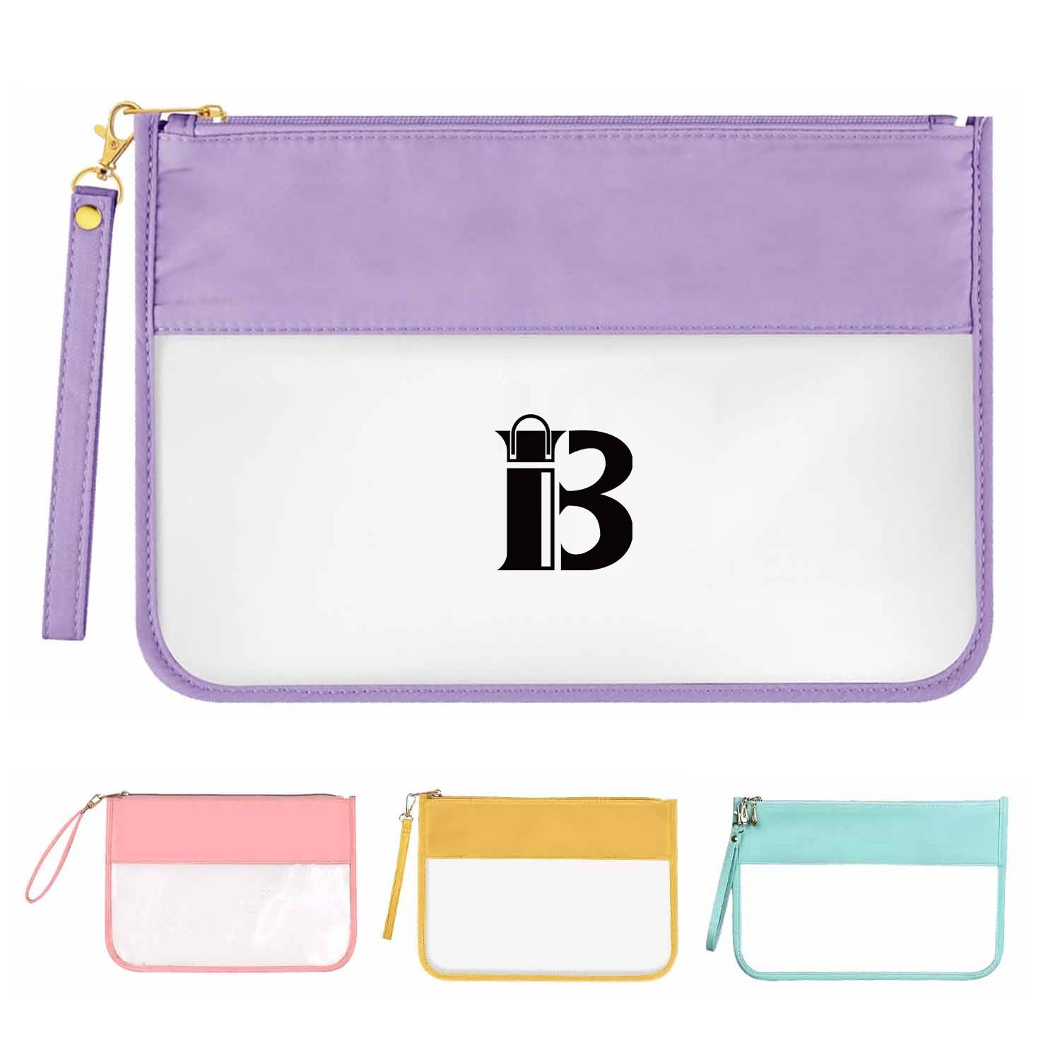 Travel Clear PVC Flat Zipper Pouch Nylon Makeup Bags 6