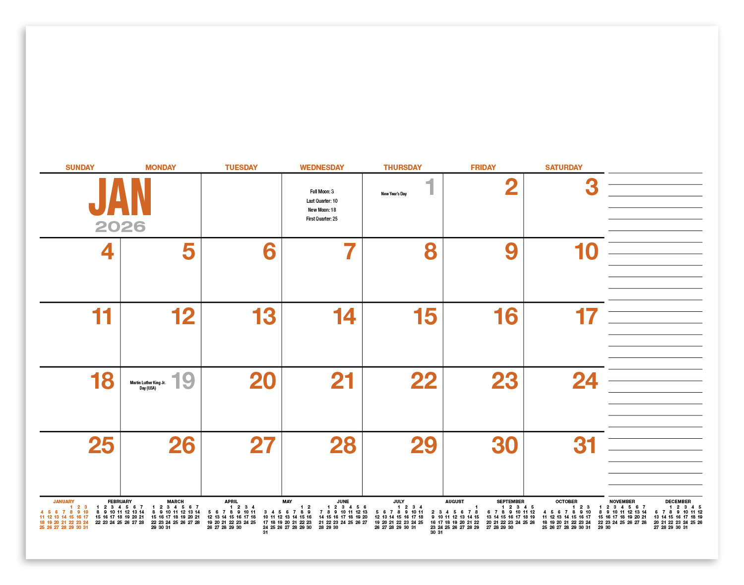 HotLine® Products 13-Month Desk Pad Calendar 17