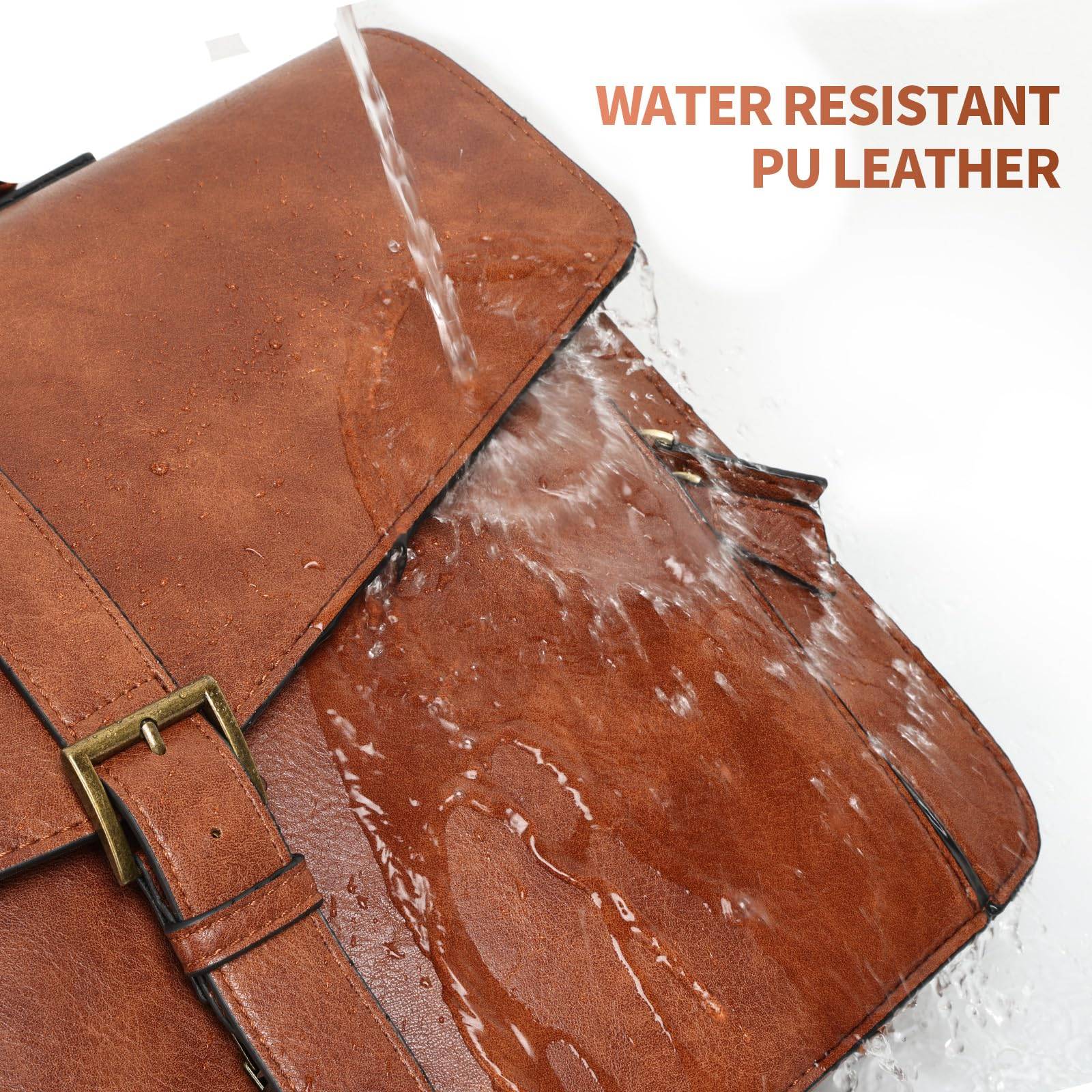 15.6 Inch Large Capacity PU Leather Laptop Bag Briefcase 4
