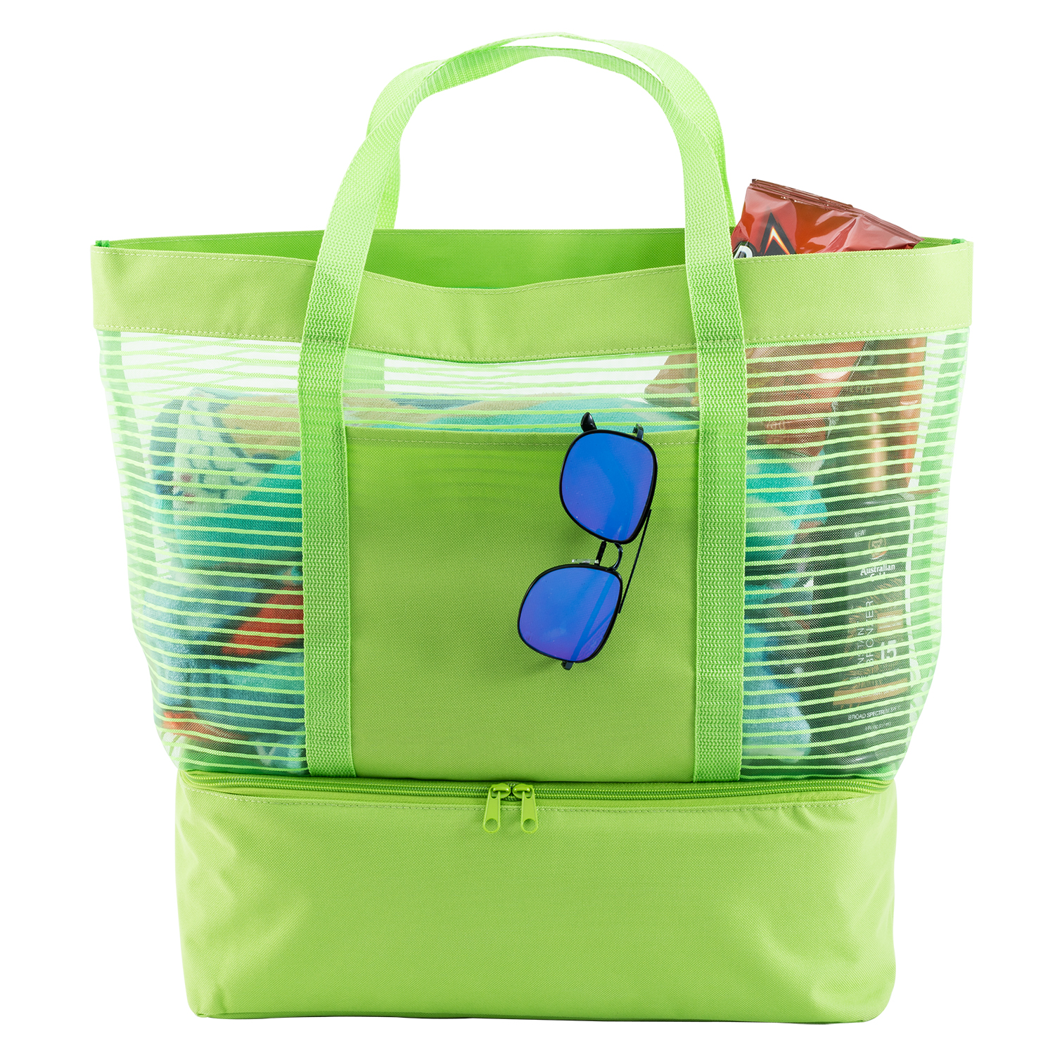 2 in 1 Striped Mesh Beach Bag Cooler 4