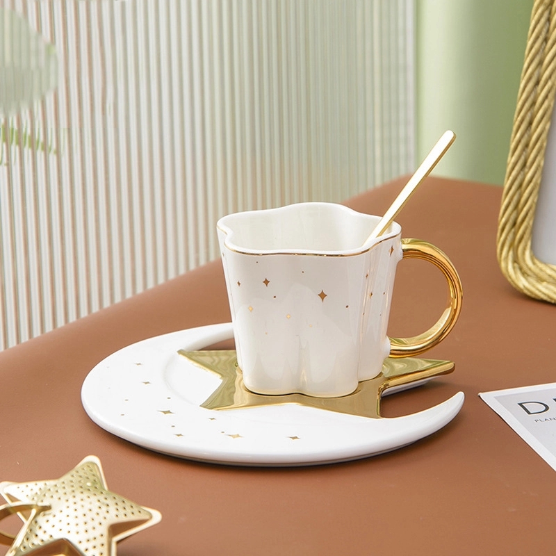 Custom 4 oz Ceramic Coffee Mug Saucer Set 6